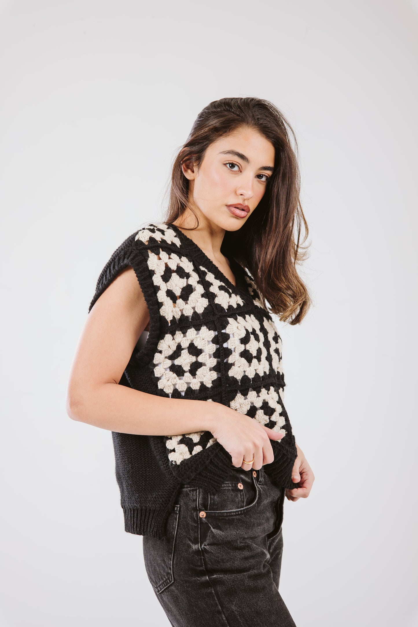 Knit vest in black