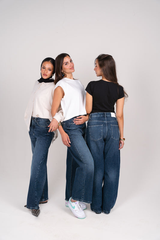 Mid-Rise straight leg denim pants