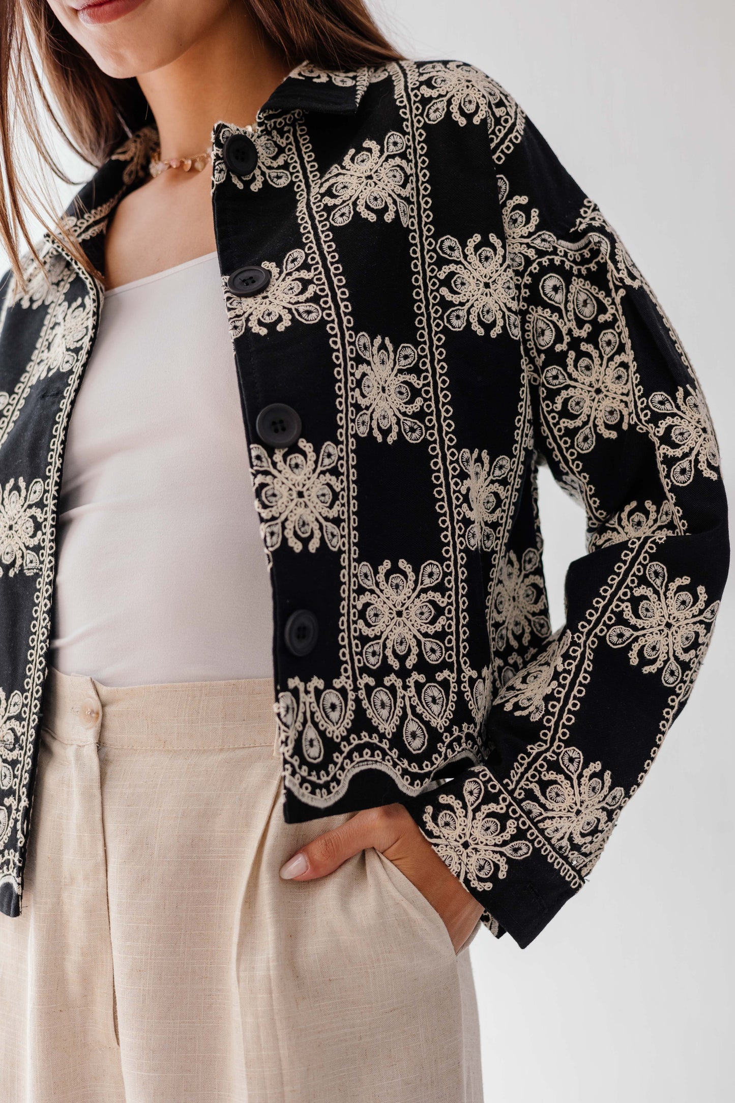 Embroidered jacket in Black