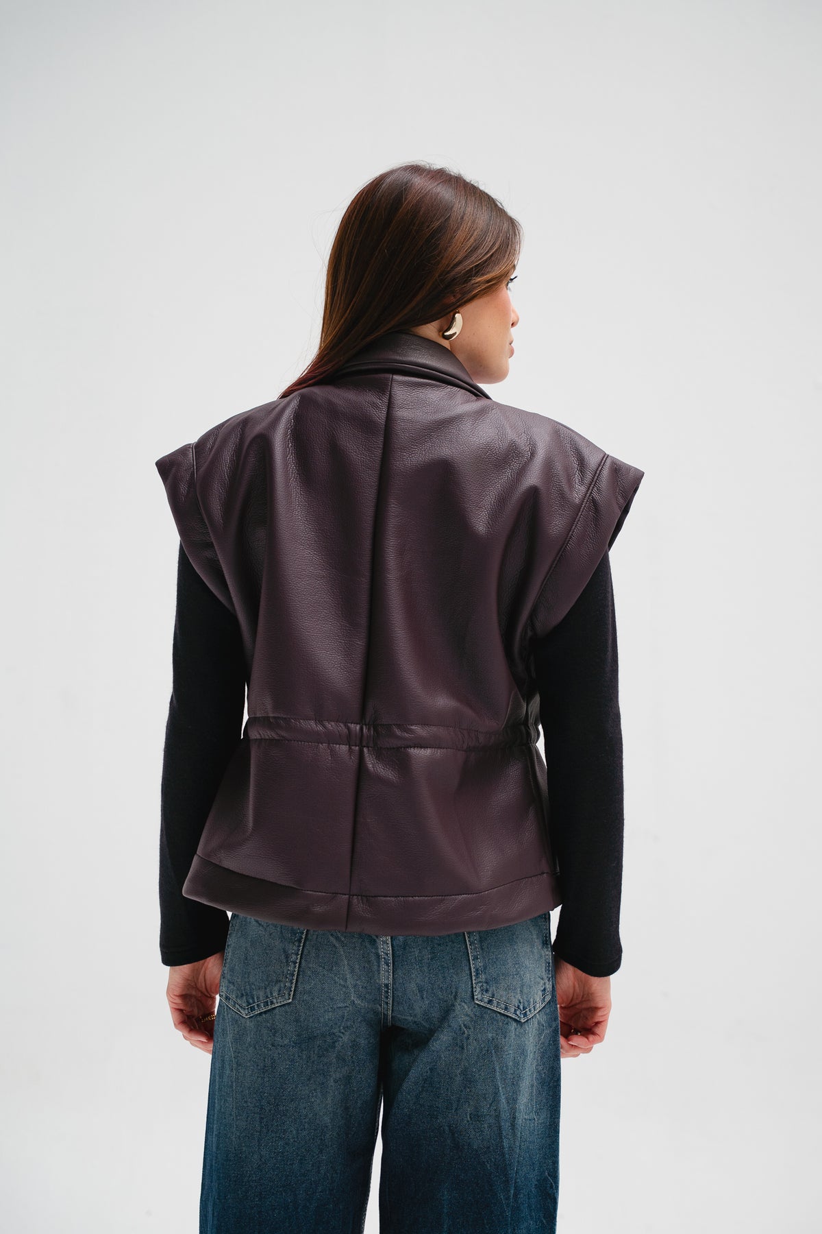 Downtown Leather Vest in Burgundy