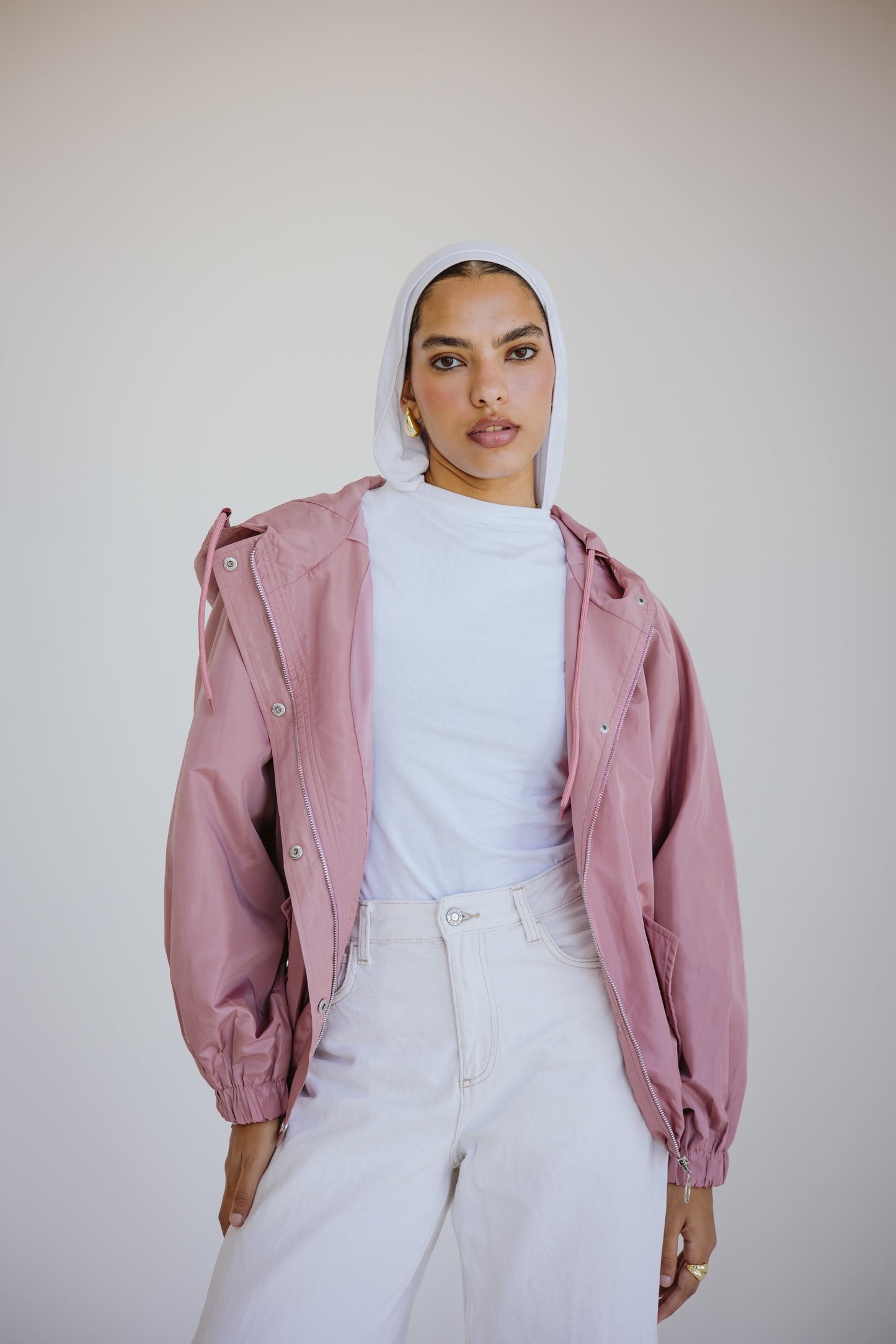 Waterproof jacket in blush