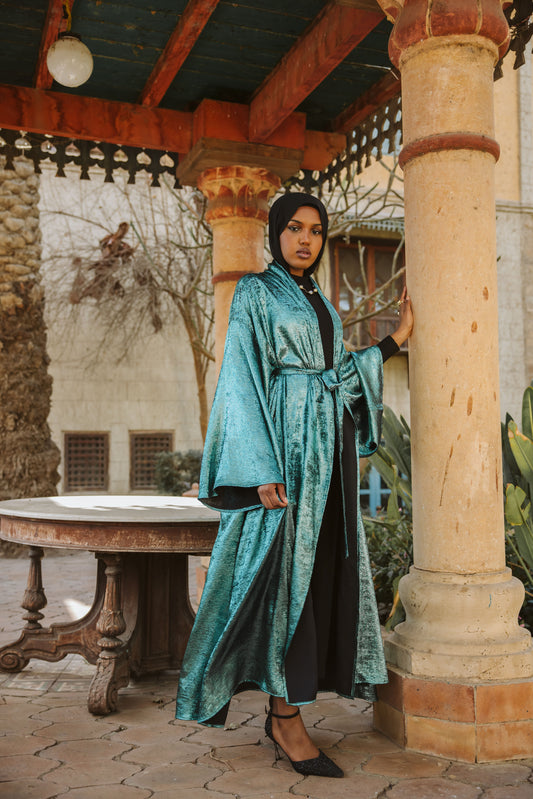 Shimmer kimono in Aqua blue