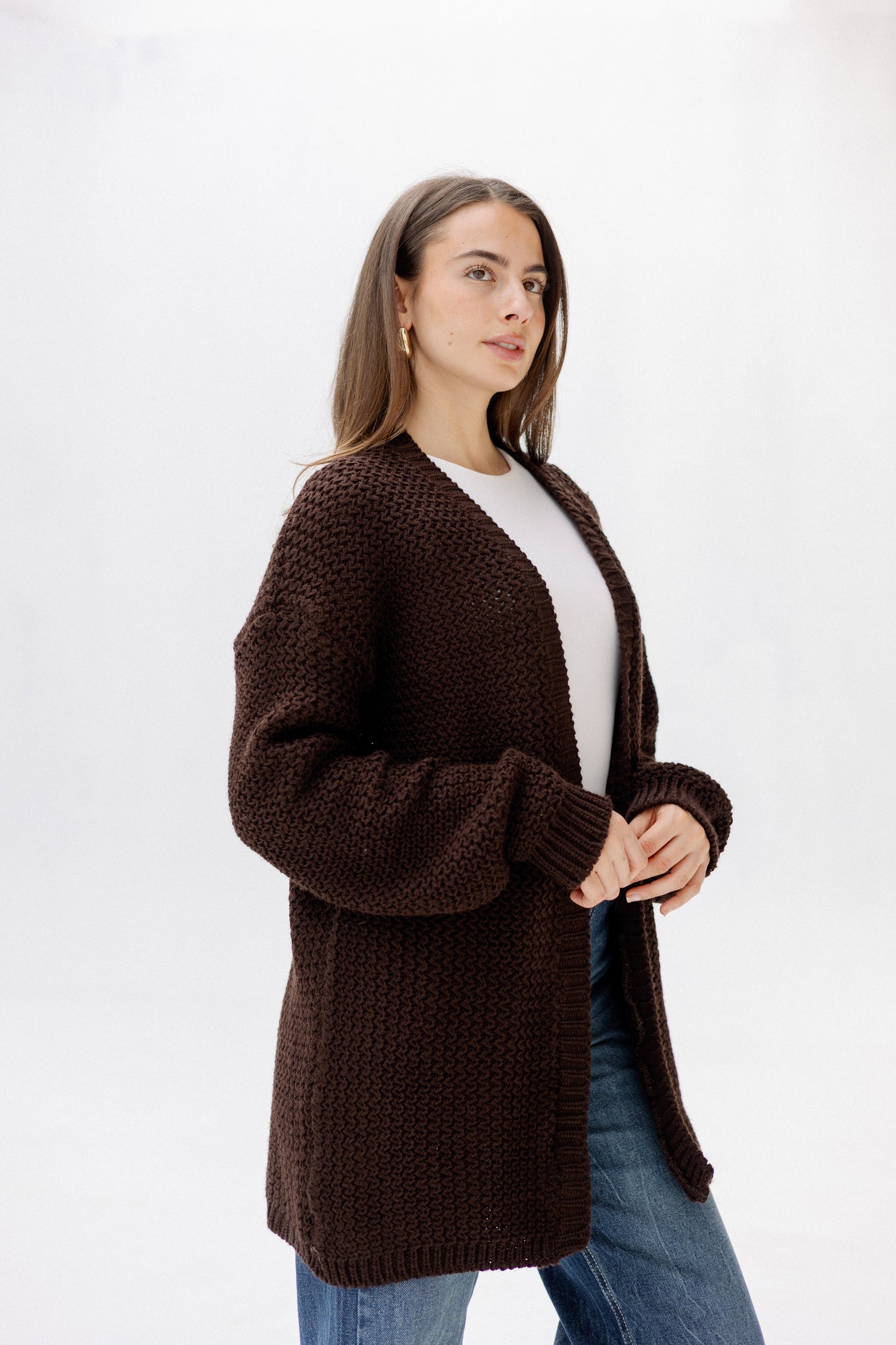 Whisper Knit Cardigan in Brown