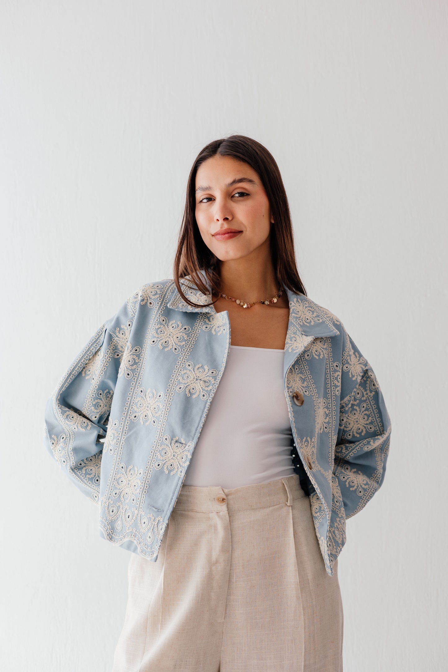 Embroidered jacket in Blue