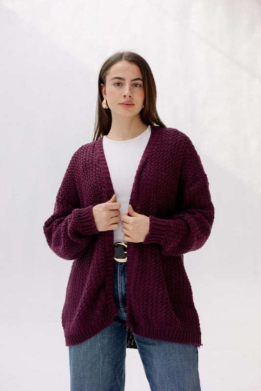 Whisper Knit Cardigan in Burgundy