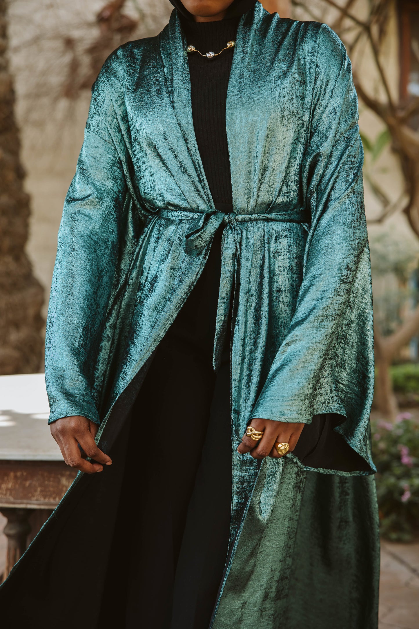 Shimmer kimono in Aqua blue