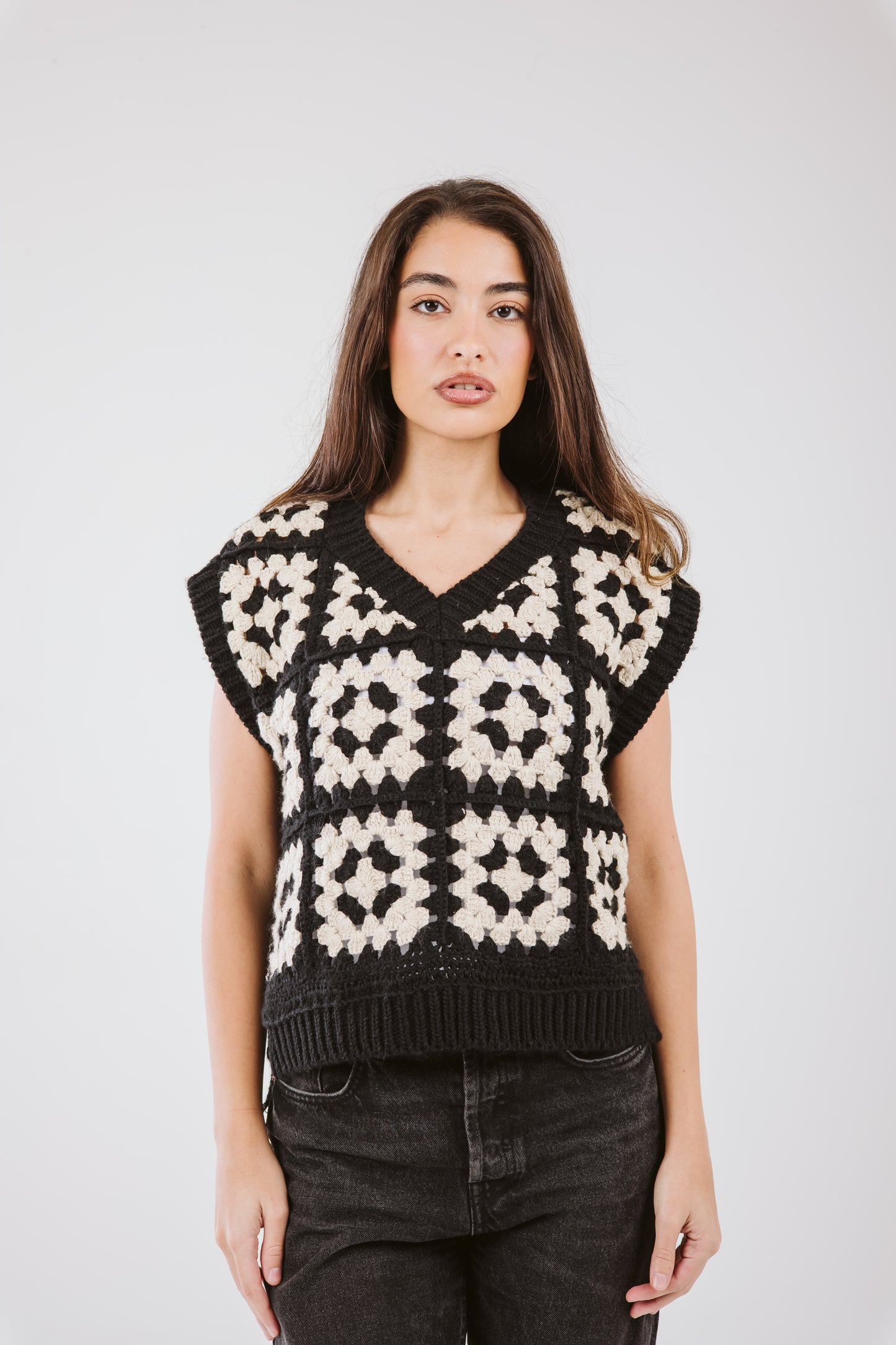 Knit vest in black