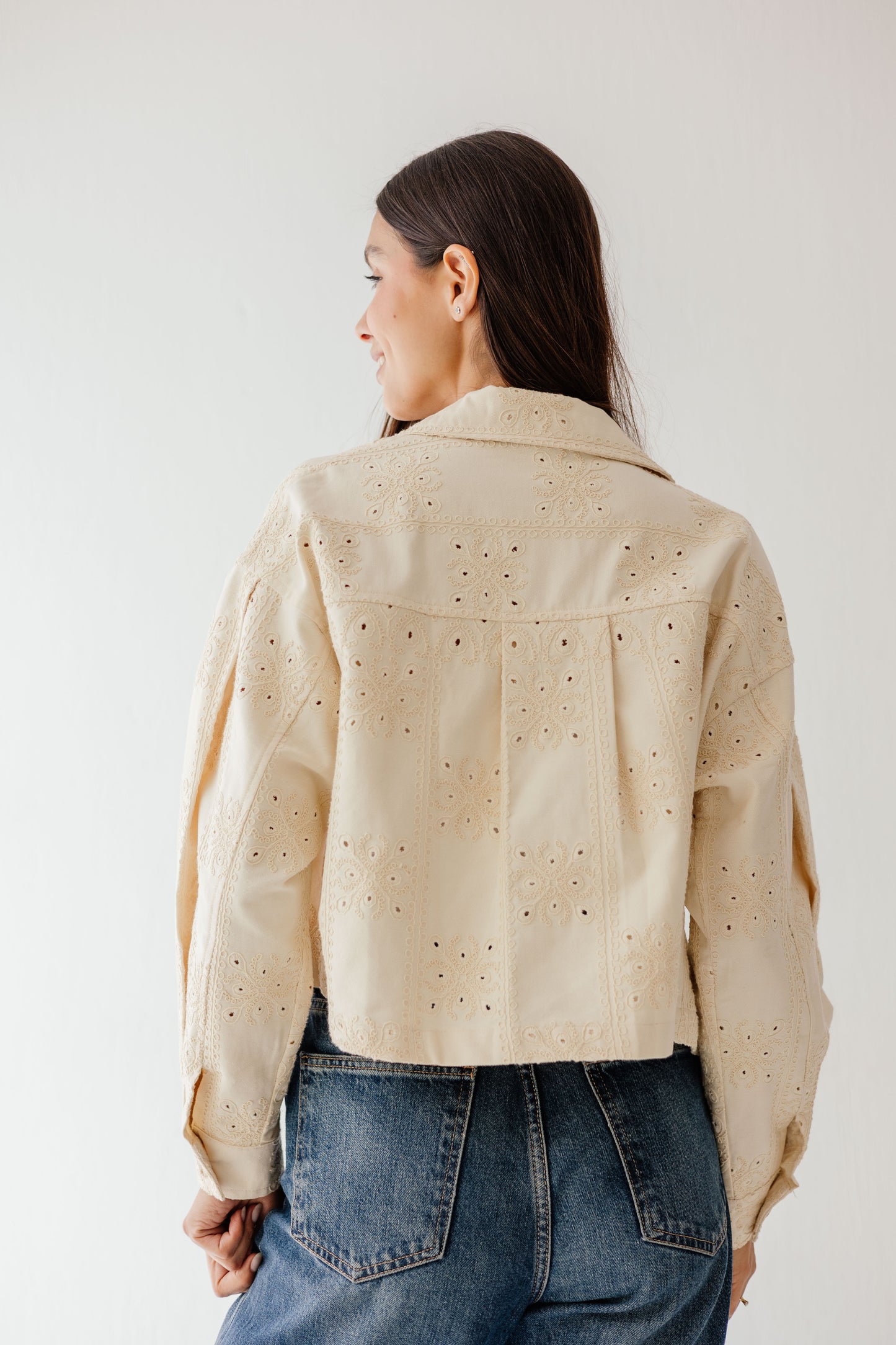 Embroidered jacket in Beige