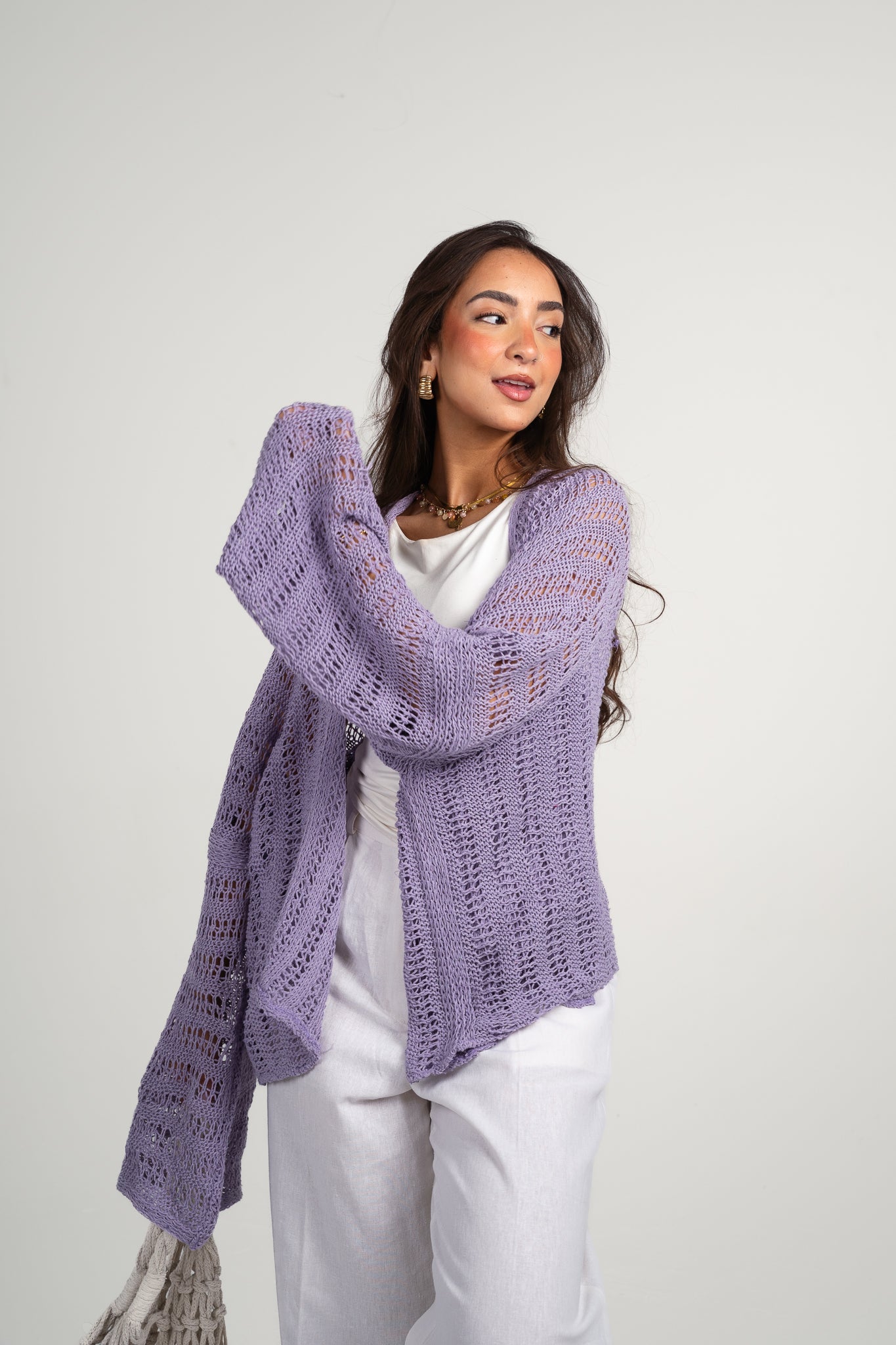 Sunbeam crochet kimono in Lilac