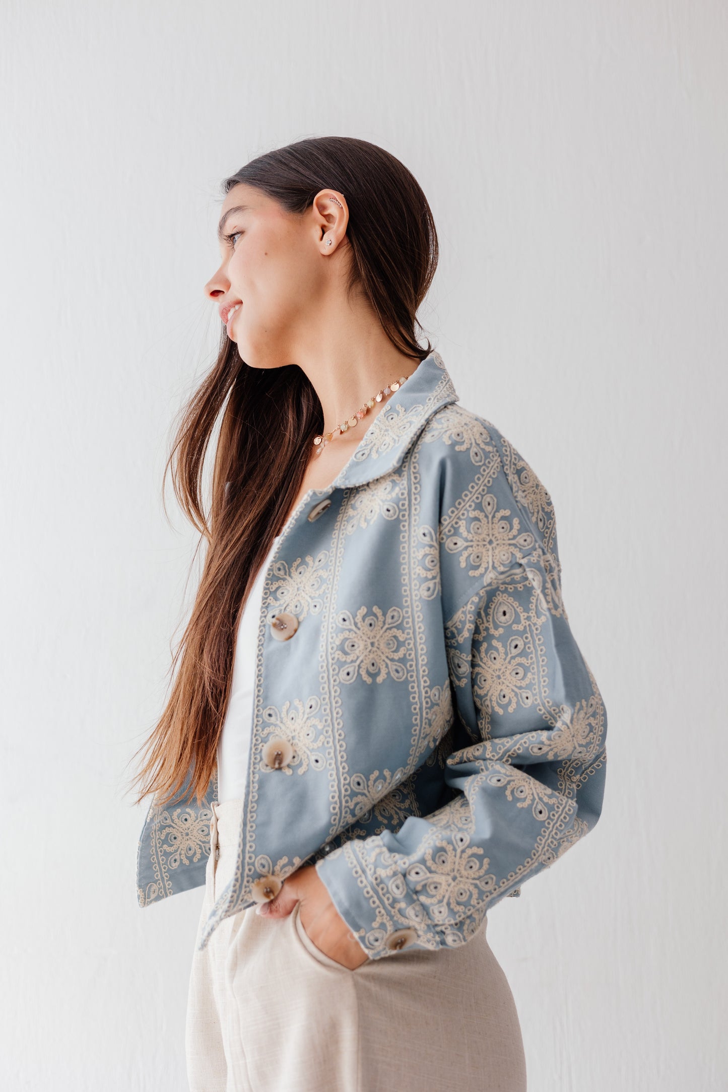Embroidered jacket in Blue