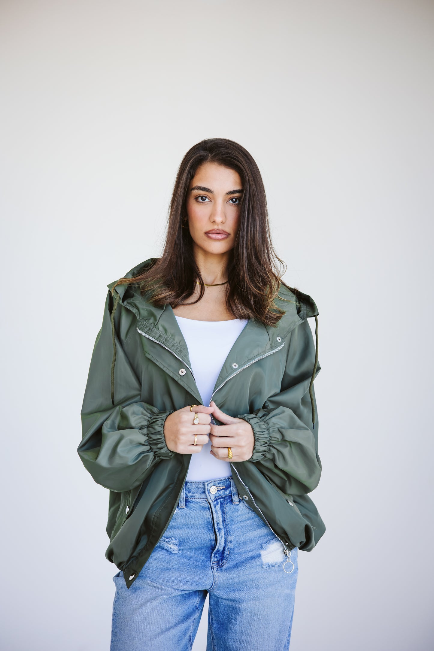 Waterproof jacket in olive