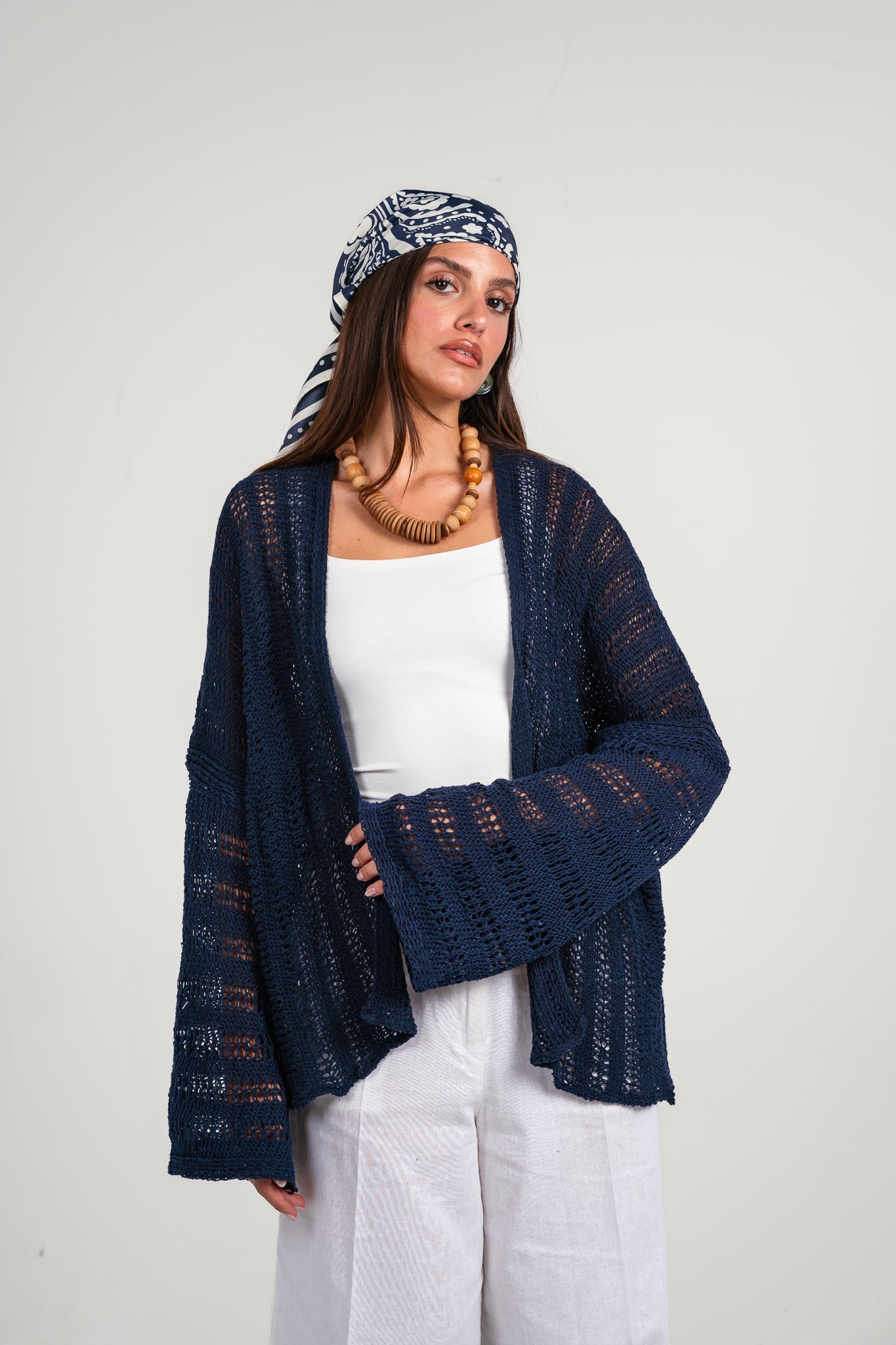 Sunbeam crochet kimono in Navy