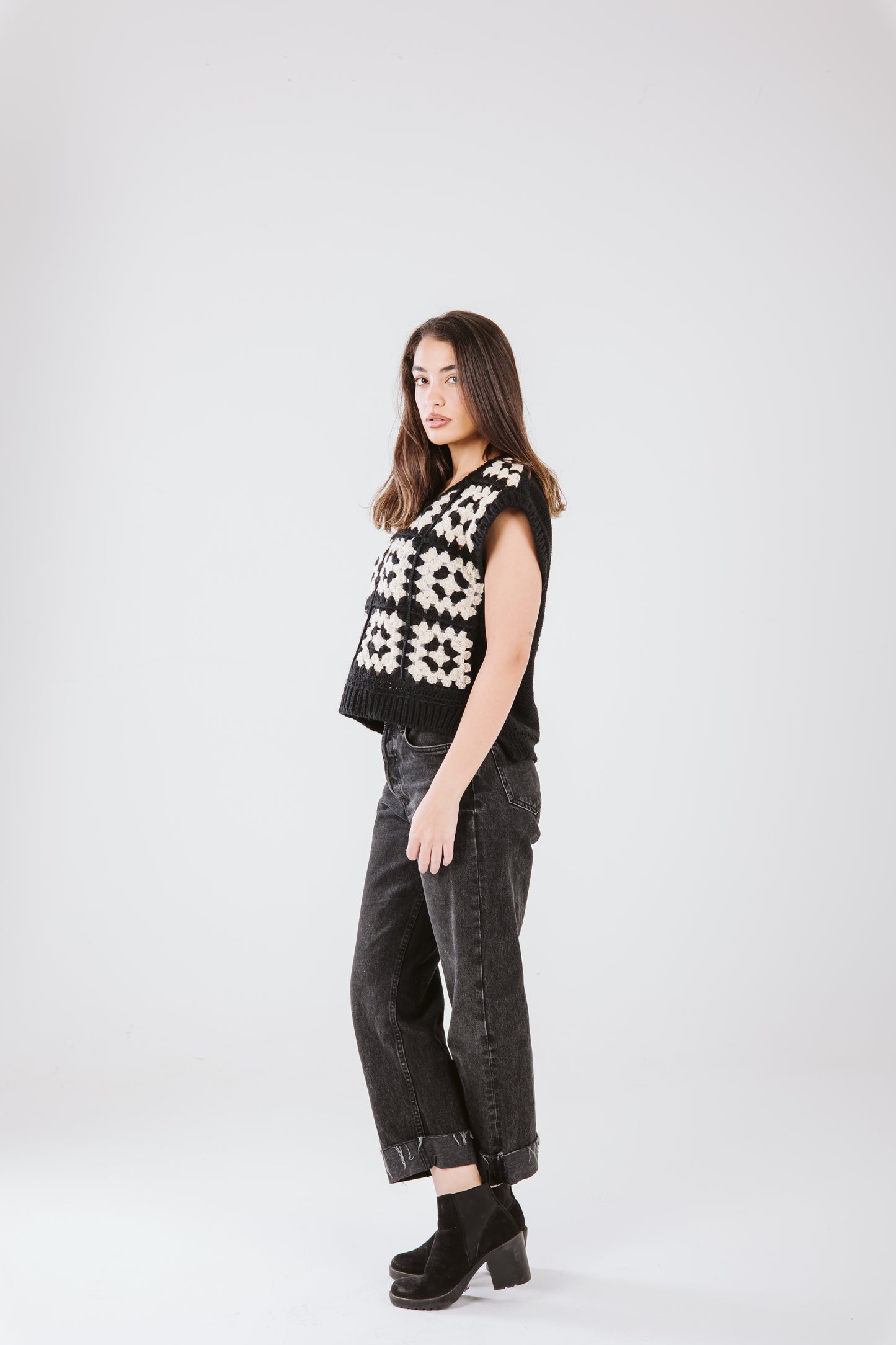 Knit vest in black