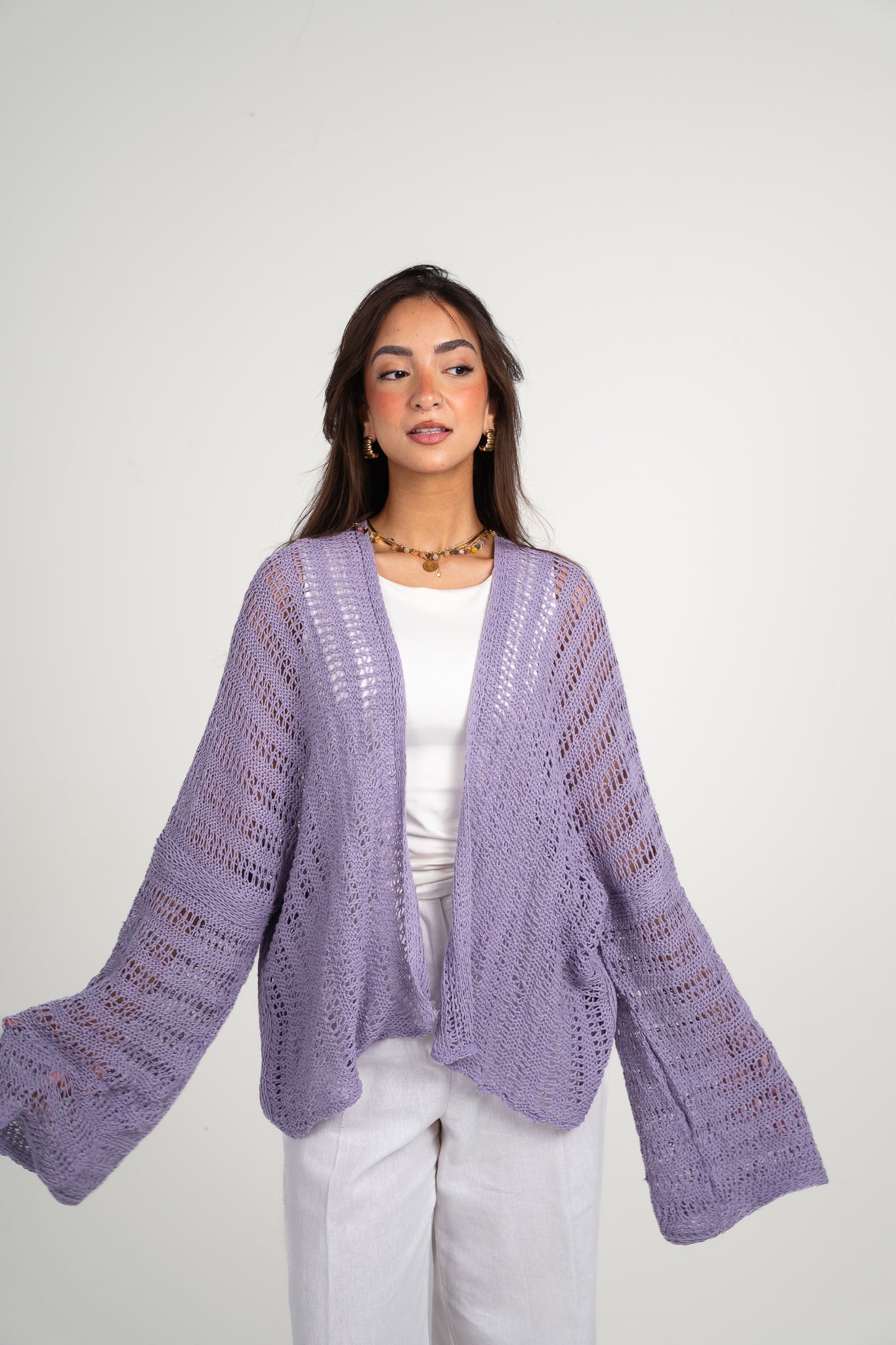 Sunbeam crochet kimono in Lilac