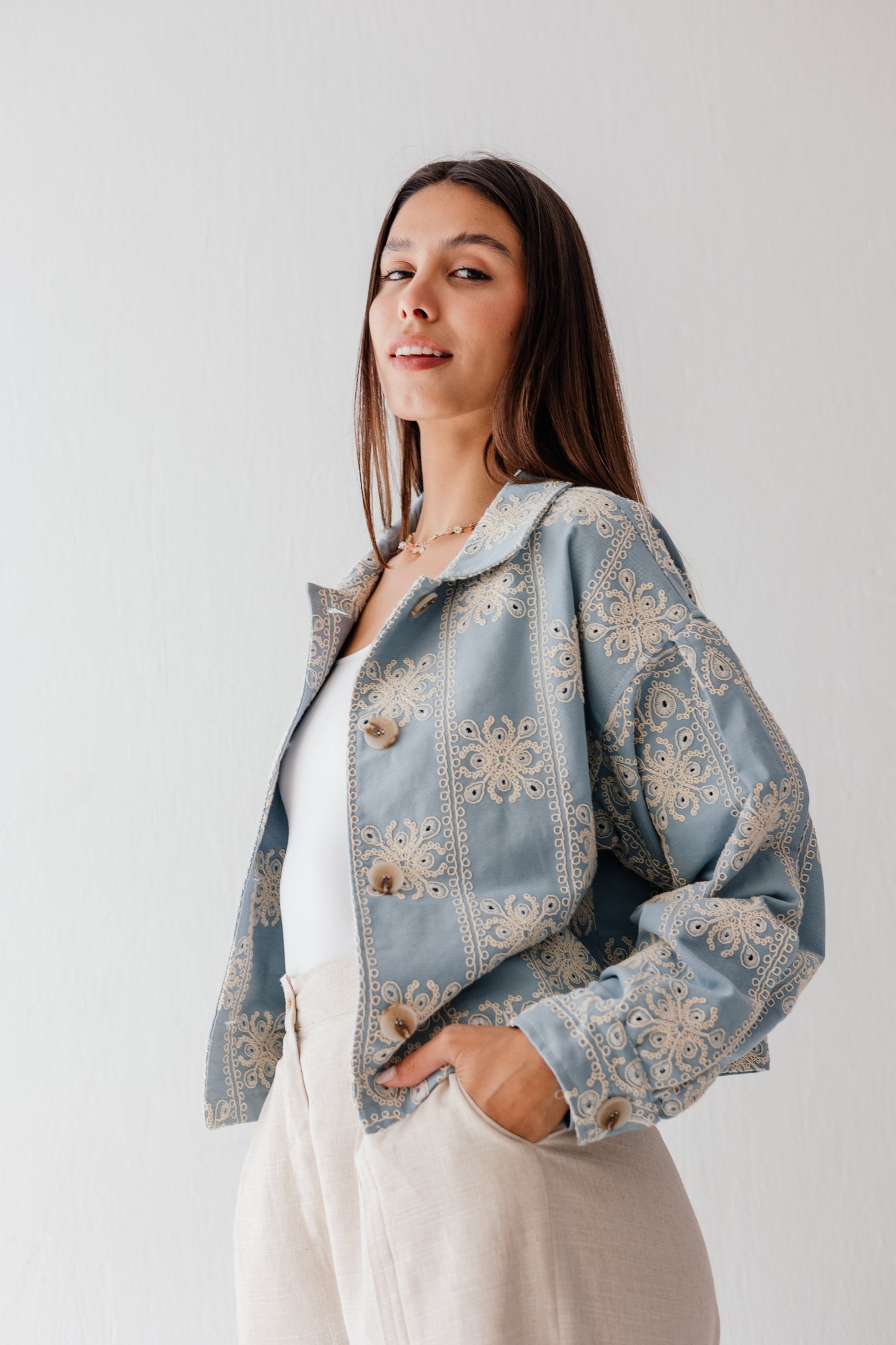 Embroidered jacket in Blue