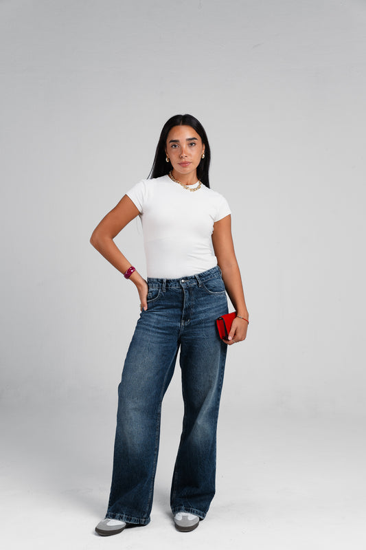 Mid-Rise straight leg denim pants