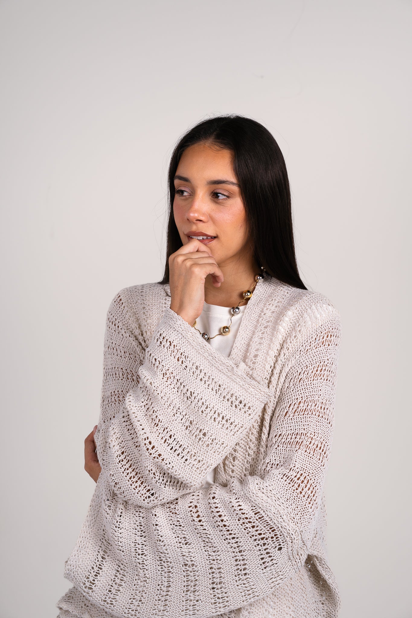 Sunbeam crochet kimono in White