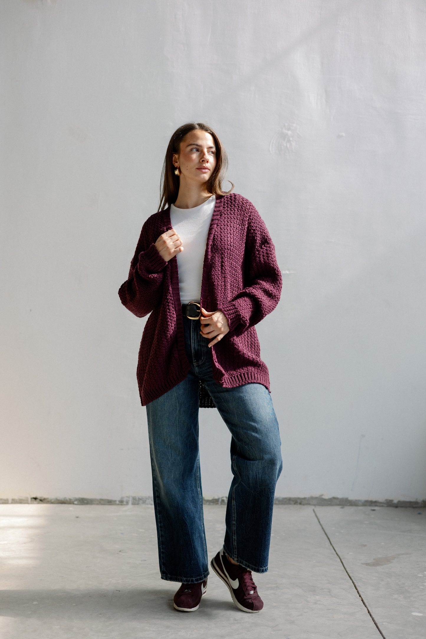 Whisper Knit Cardigan in Burgundy