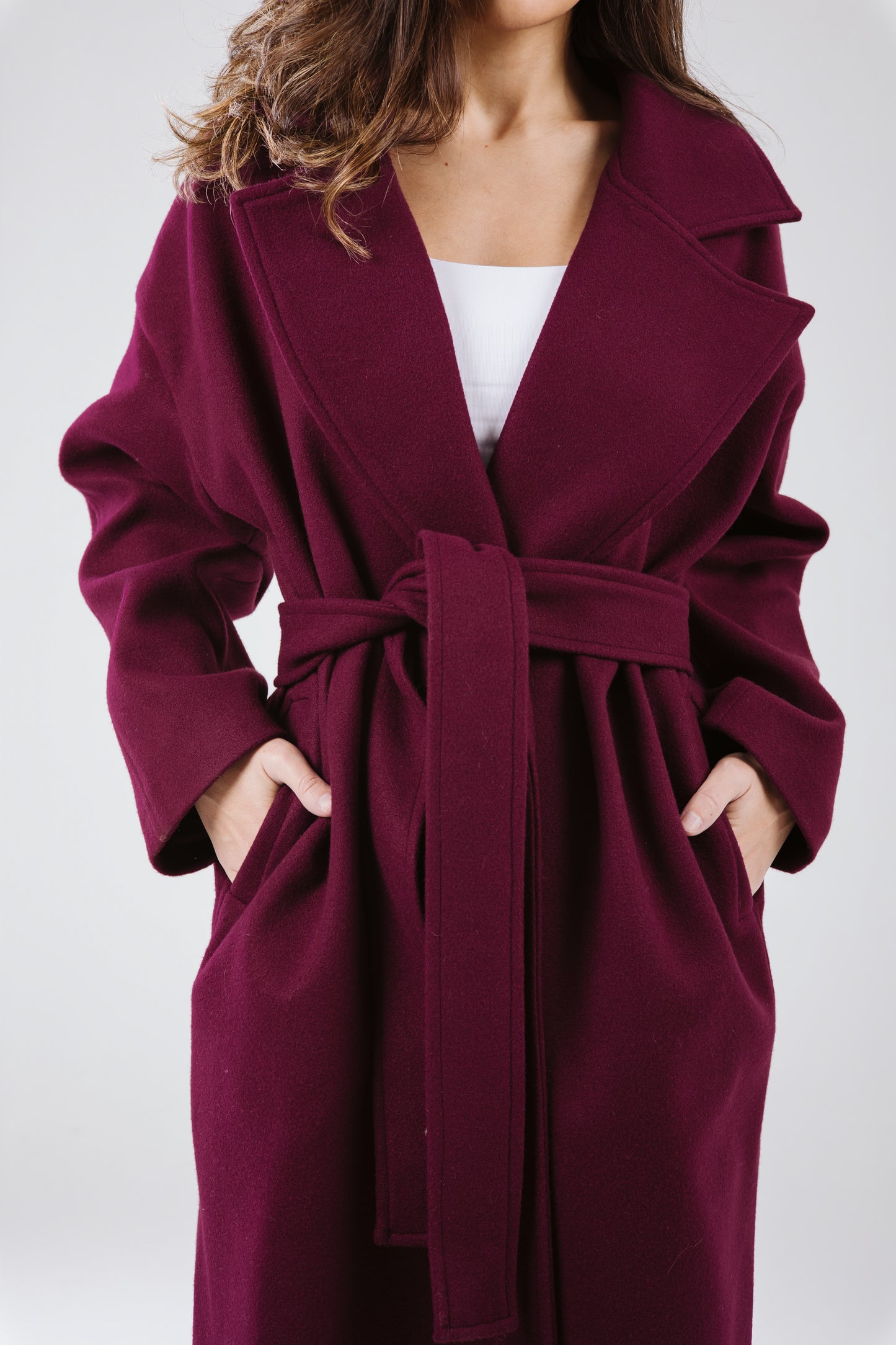 Snowflakes coat in burgundy