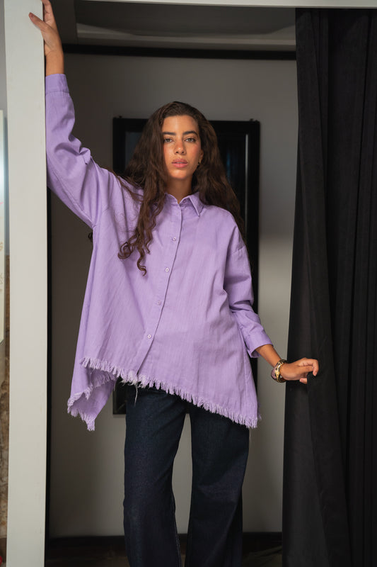 Lifestyle fringes shirt in Lilac