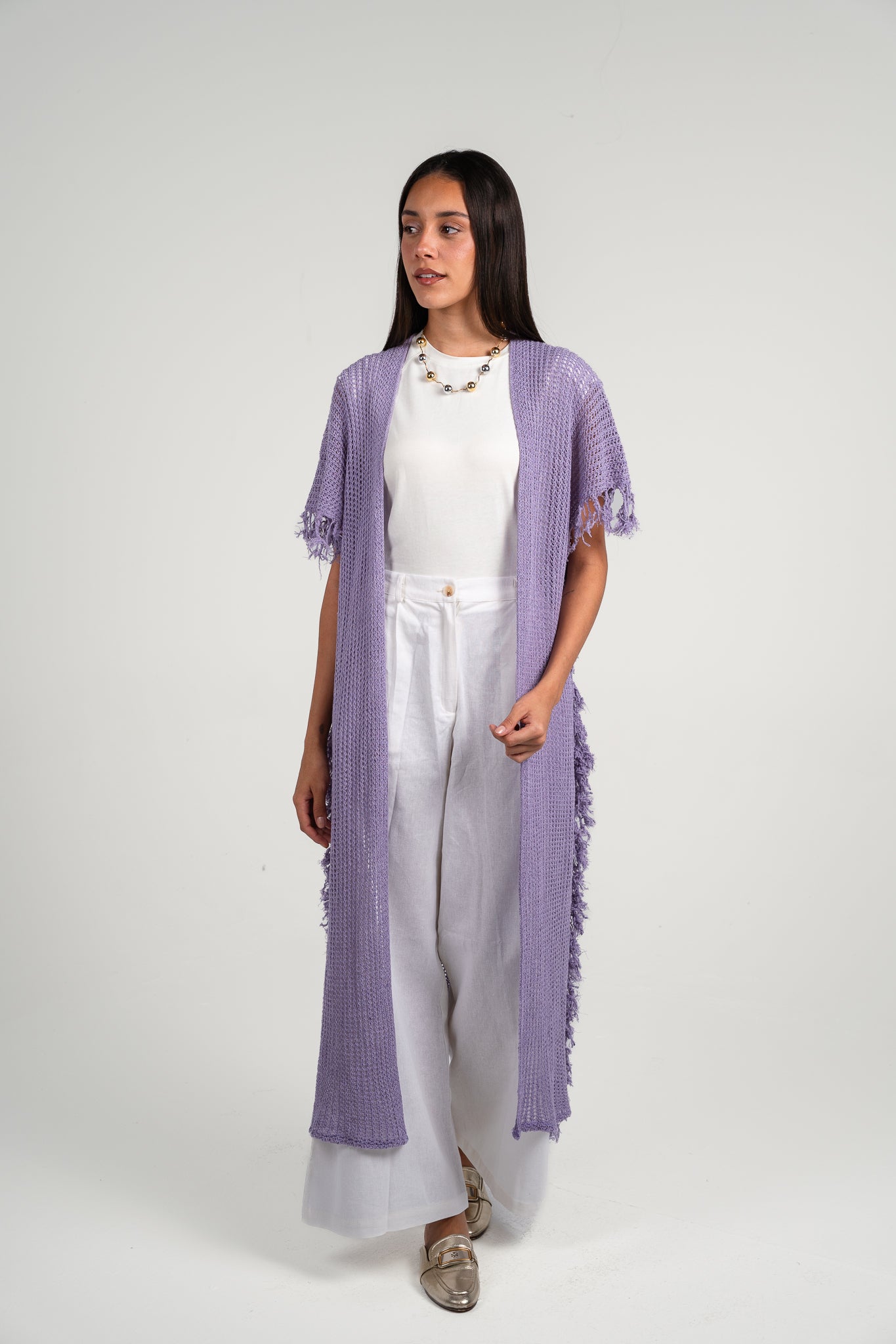 Clear skies crochet cover-up in Lilac