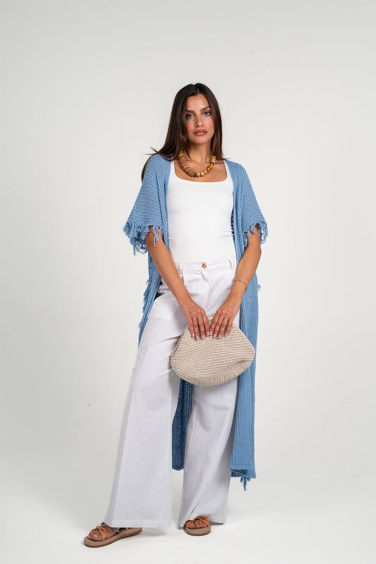 Clear skies crochet cover-up in Blue
