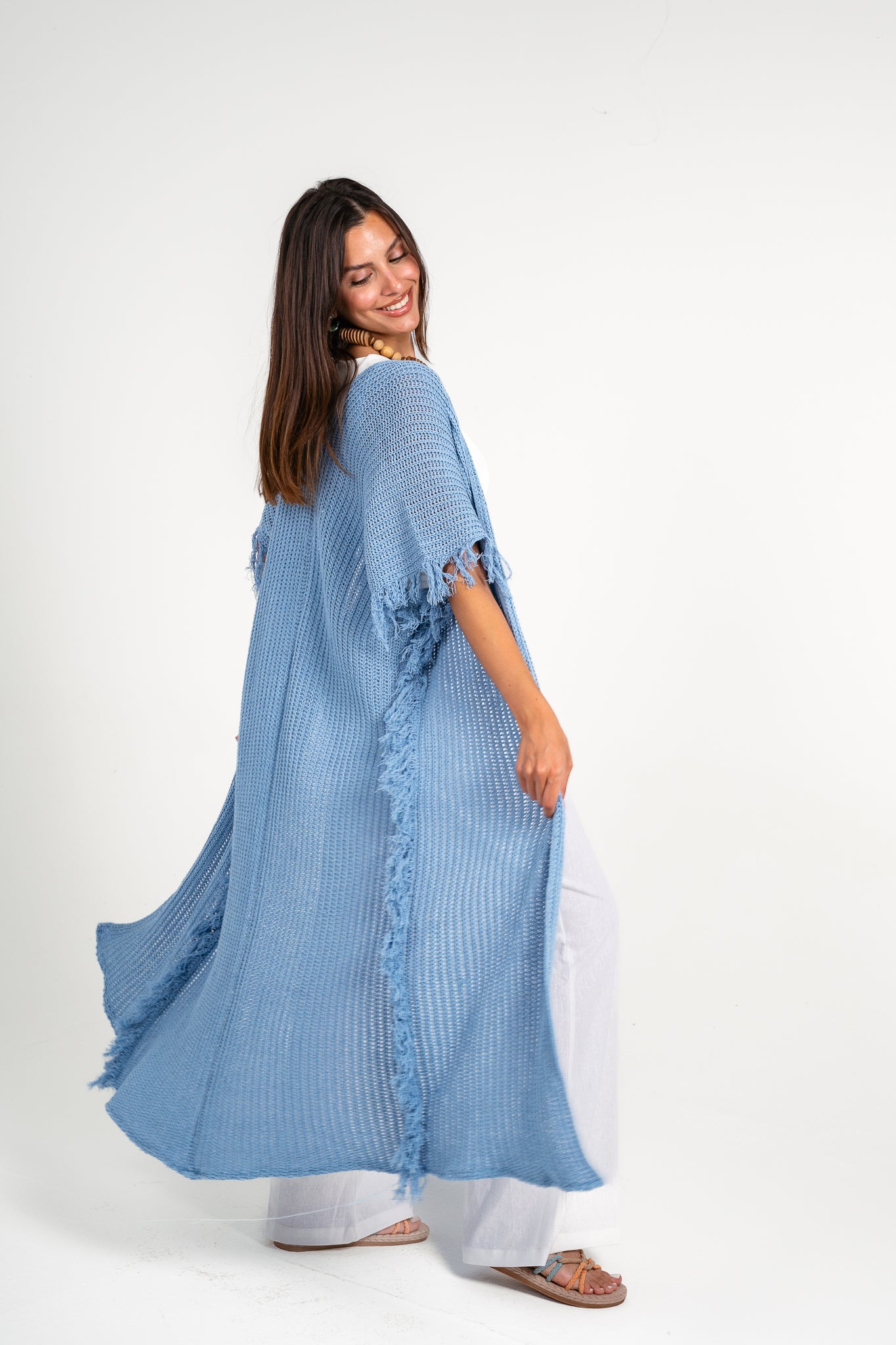 Clear skies crochet cover-up in Blue