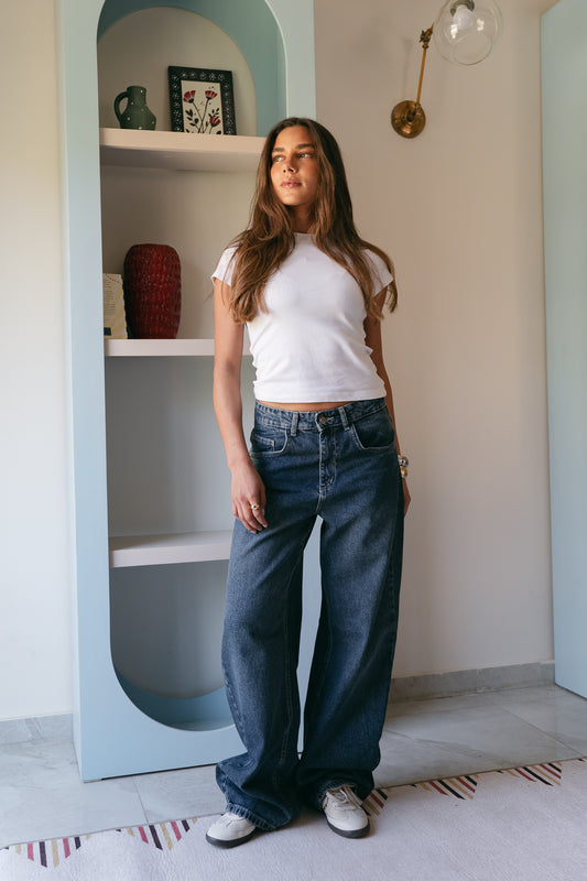 Balloon Denim Pants - Deep Blue