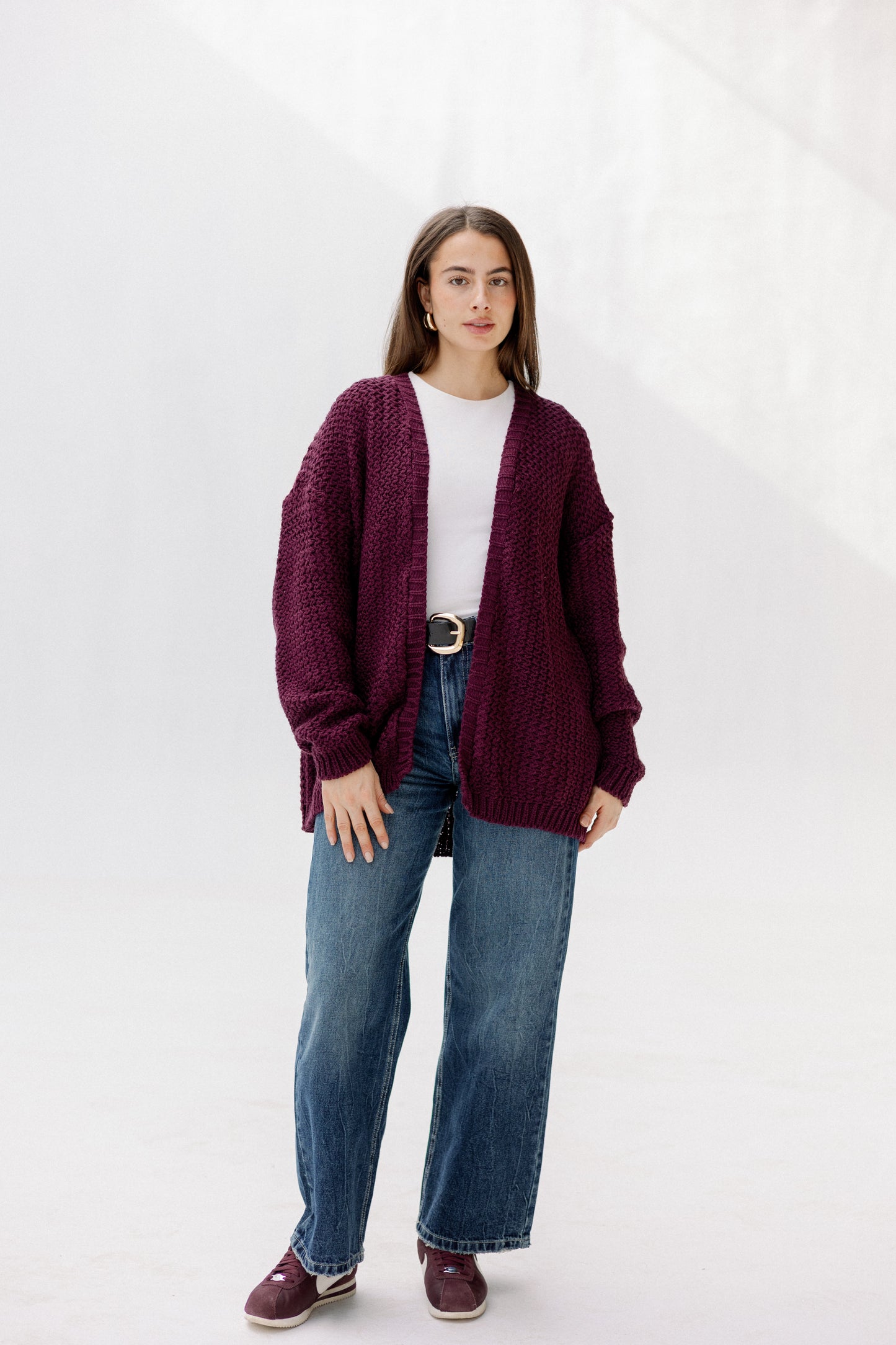 Whisper Knit Cardigan in Burgundy