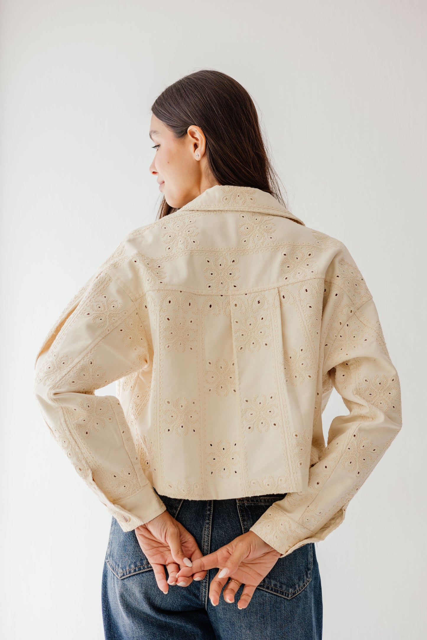 Embroidered jacket in Beige