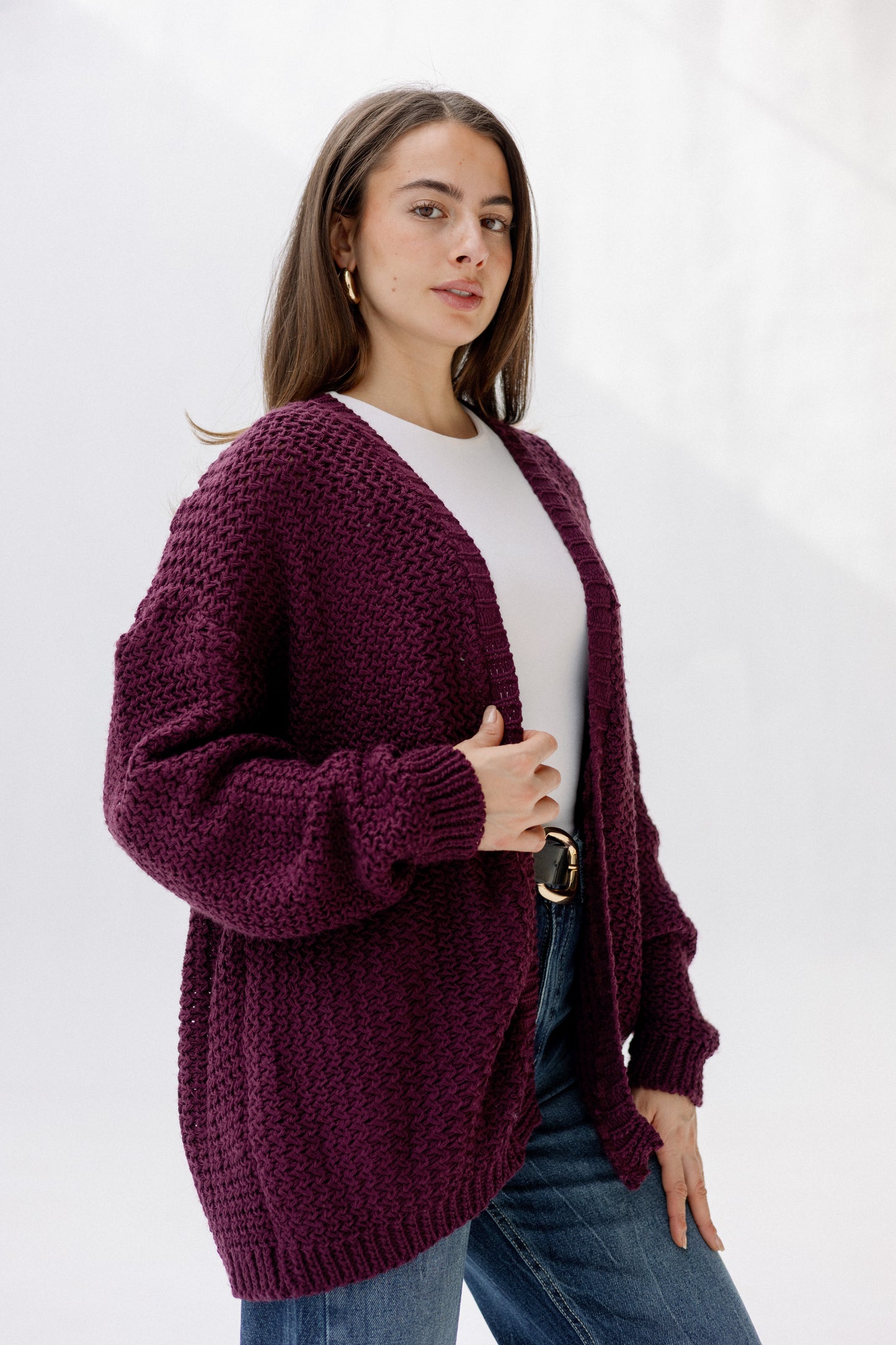 Whisper Knit Cardigan in Burgundy