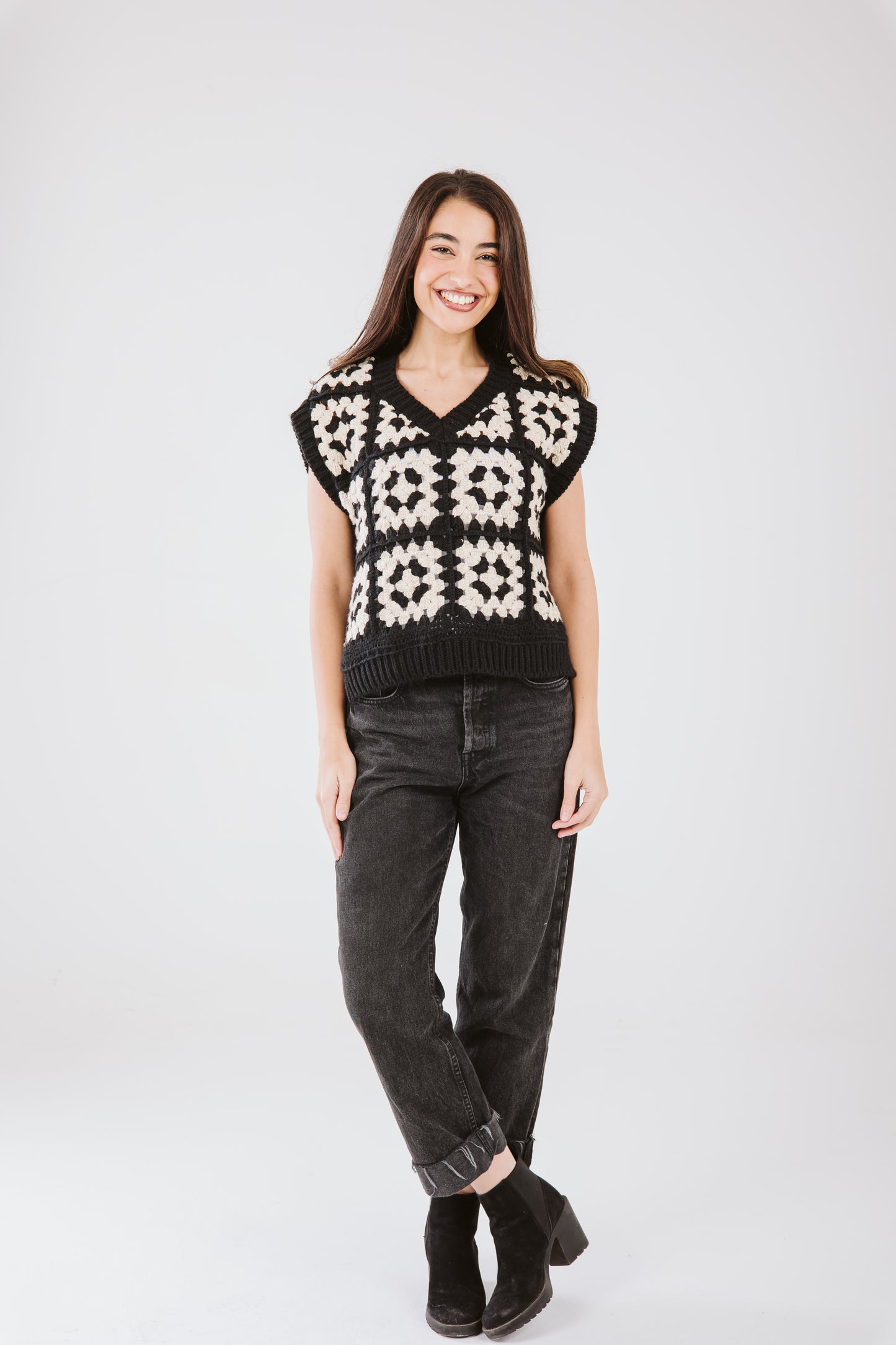 Knit vest in black