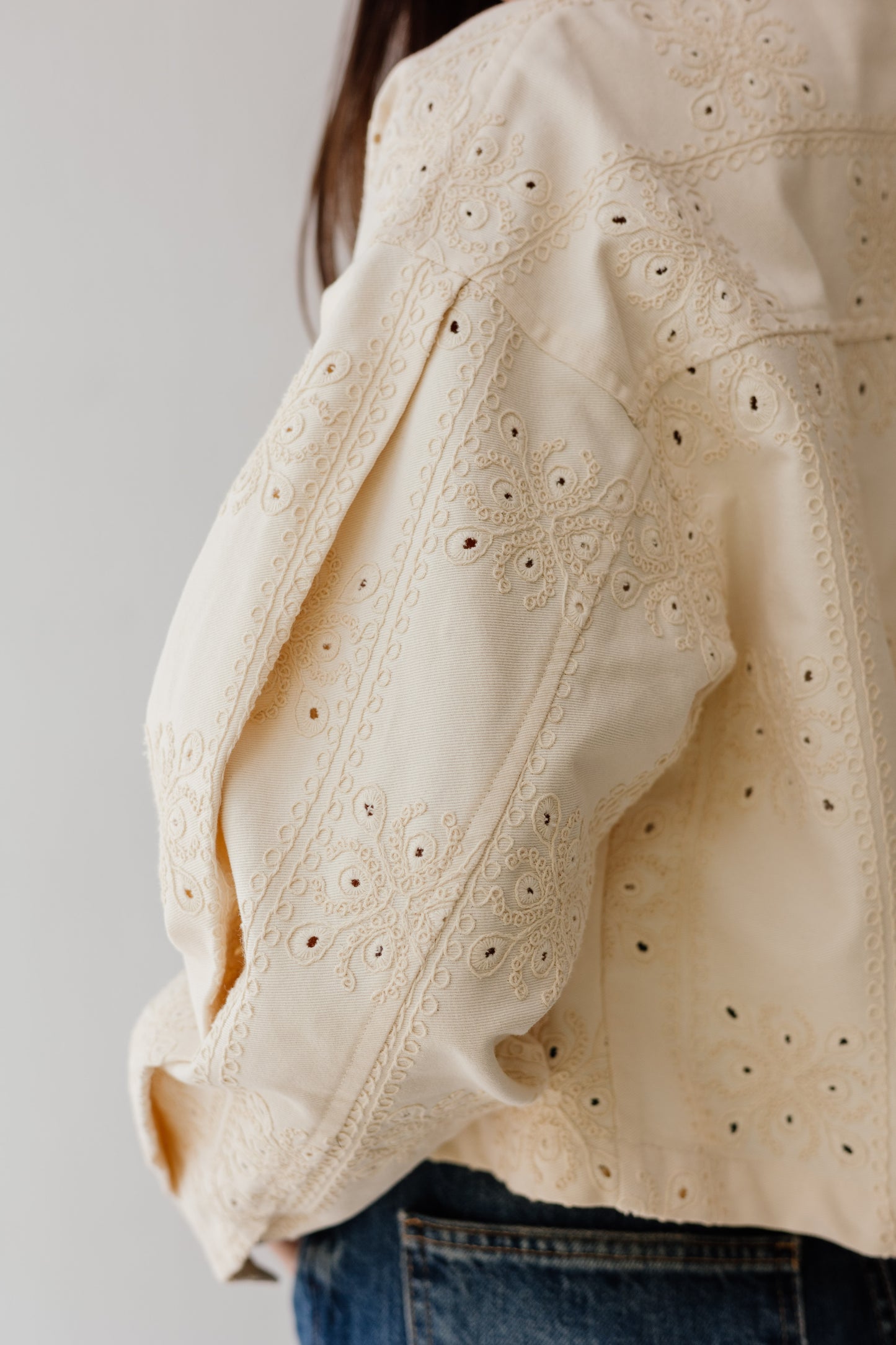 Embroidered jacket in Beige