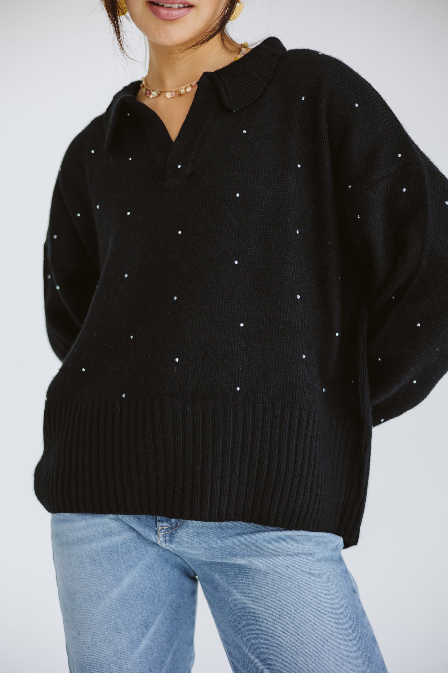 Studded knit sweater