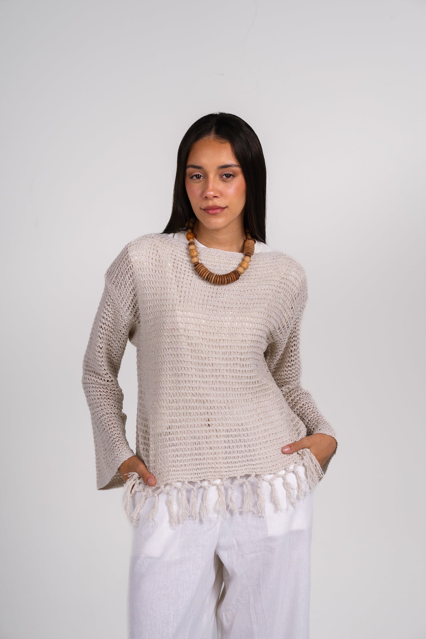 Full bloom crochet top in Off-white