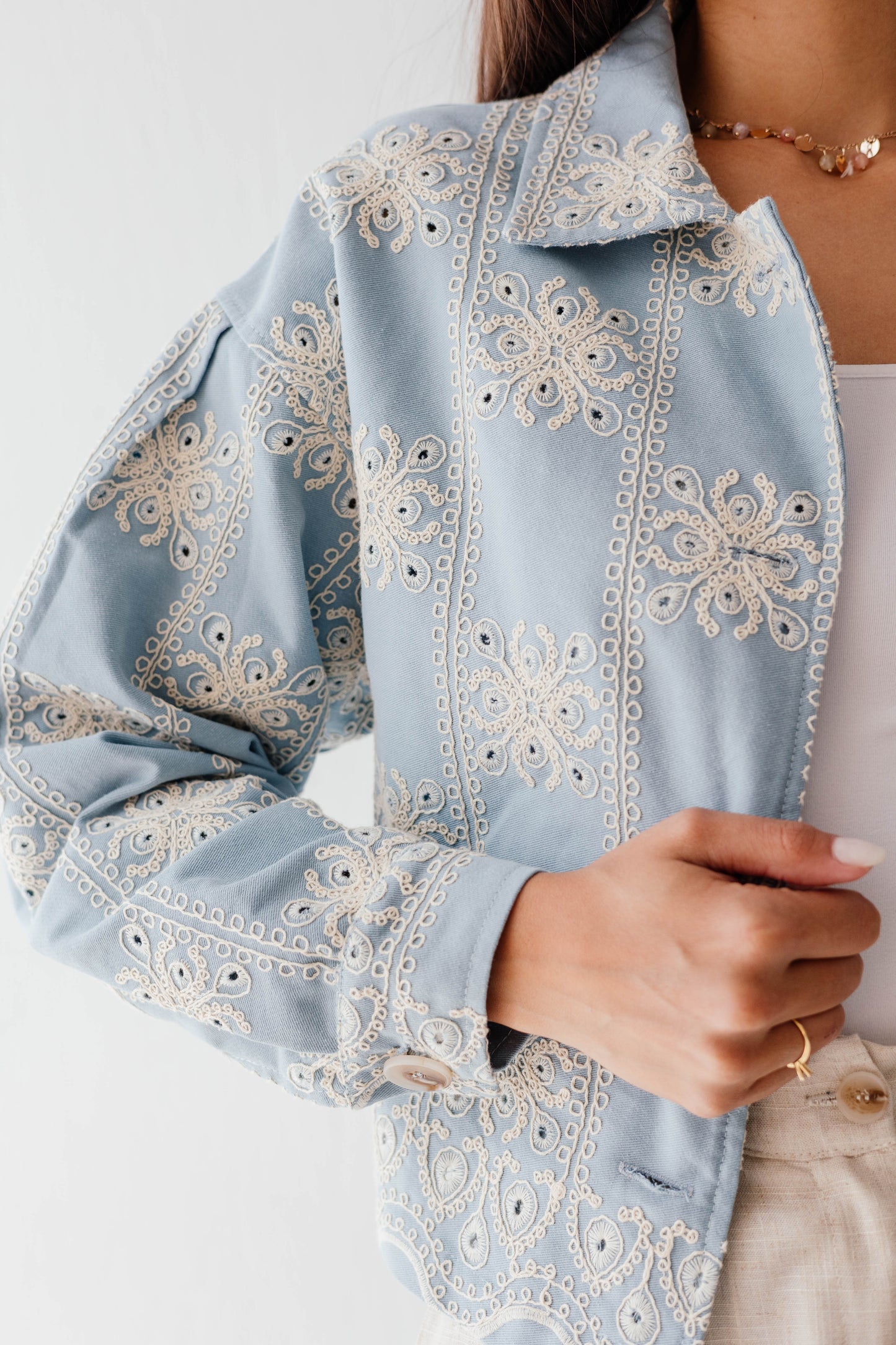 Embroidered jacket in Blue