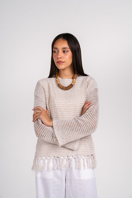 Full bloom crochet top in Off-white