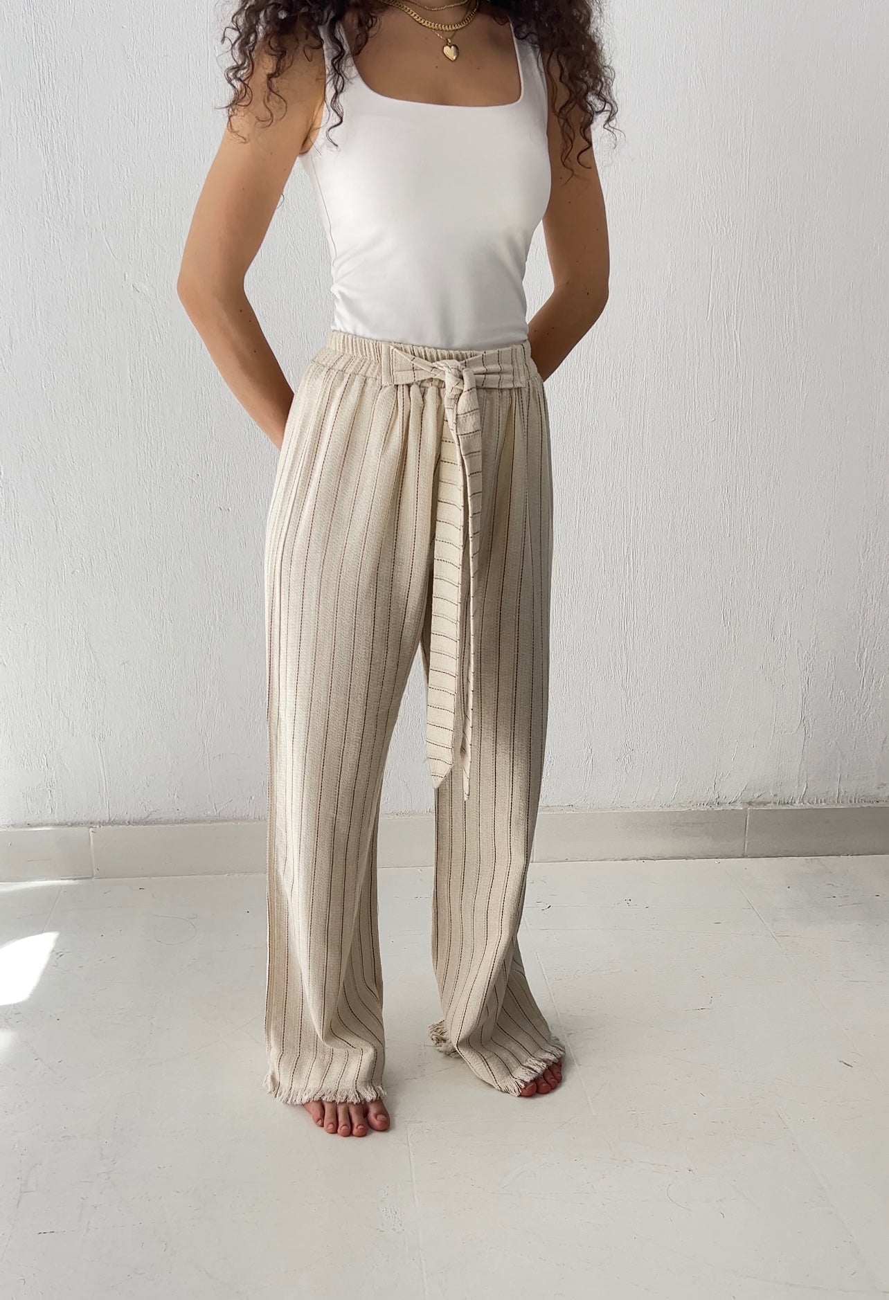 Rustic Pants in Brick Stripes