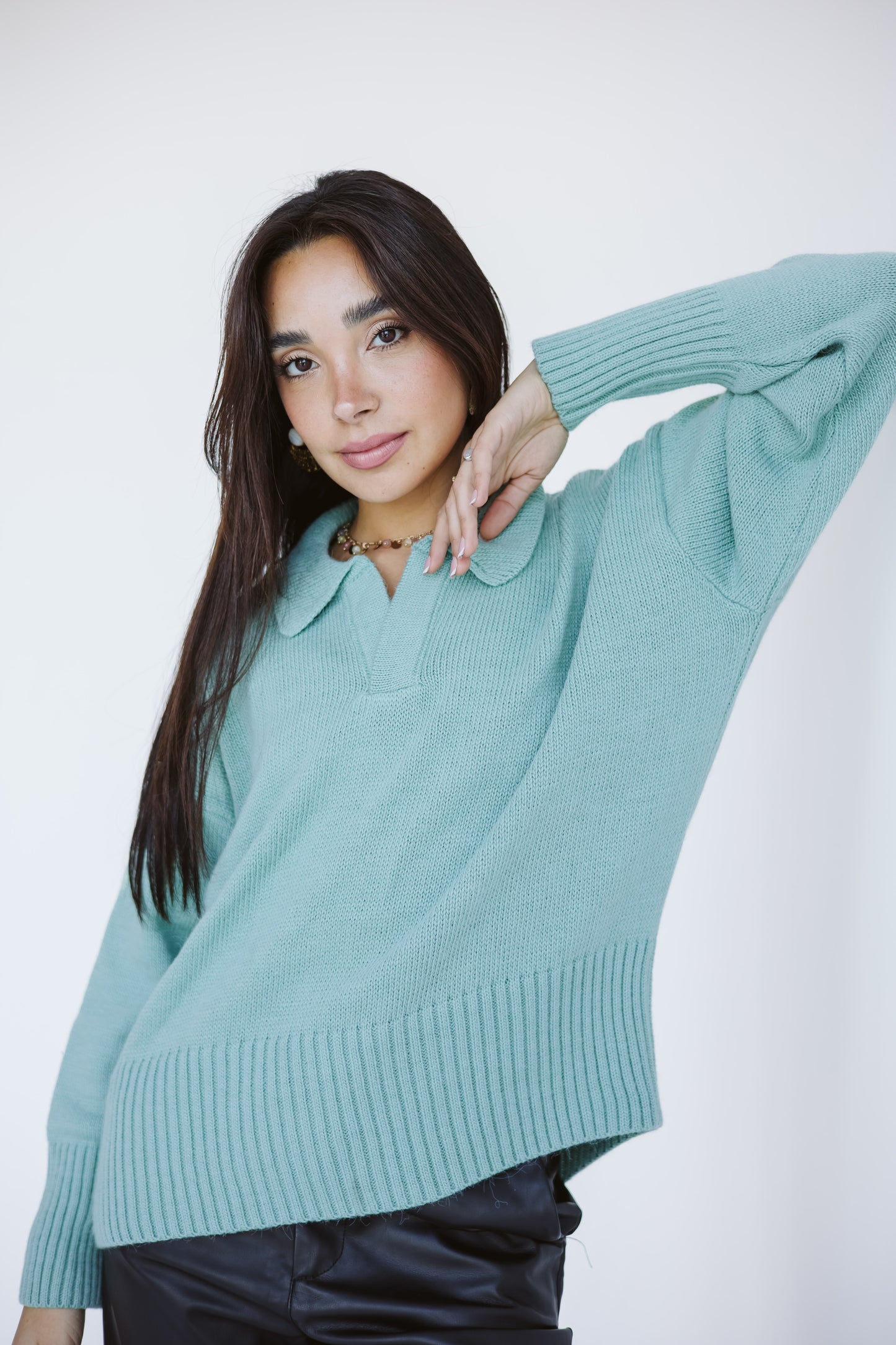 Knit sweater in Mint