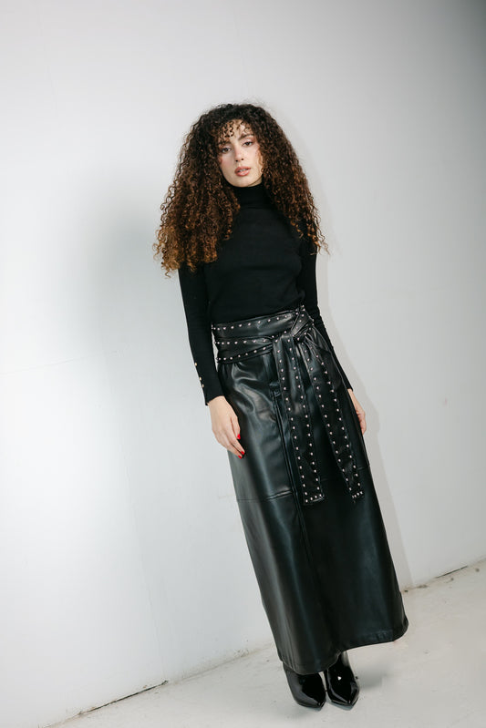 The Muse Leather Skirt in Black
