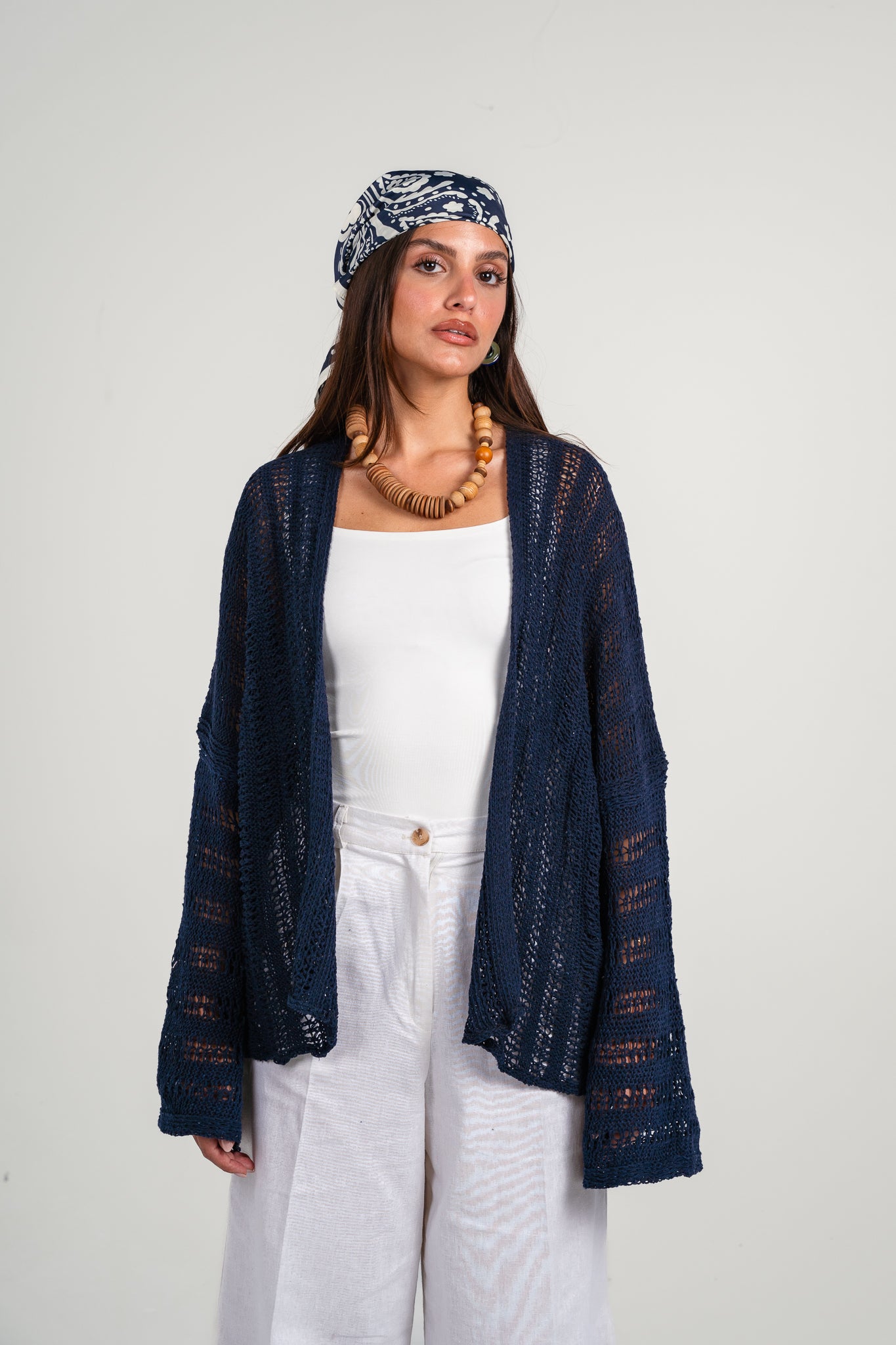 Sunbeam crochet kimono in Navy