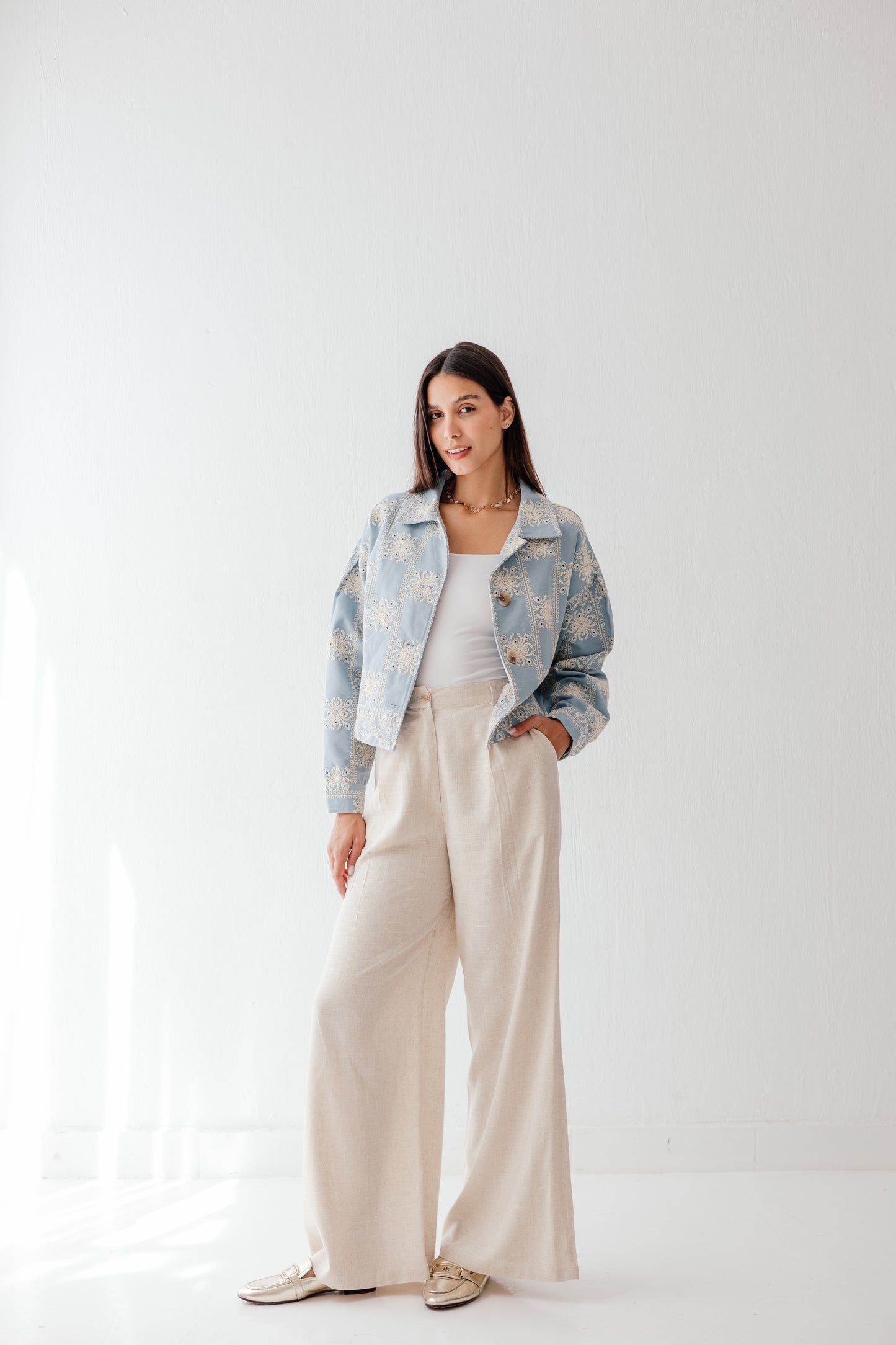 Embroidered jacket in Blue