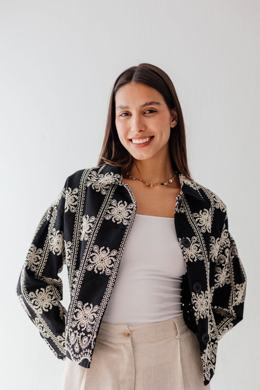 Embroidered jacket in Black