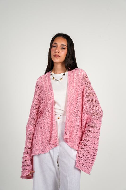 Sunbeam crochet kimono in Pink