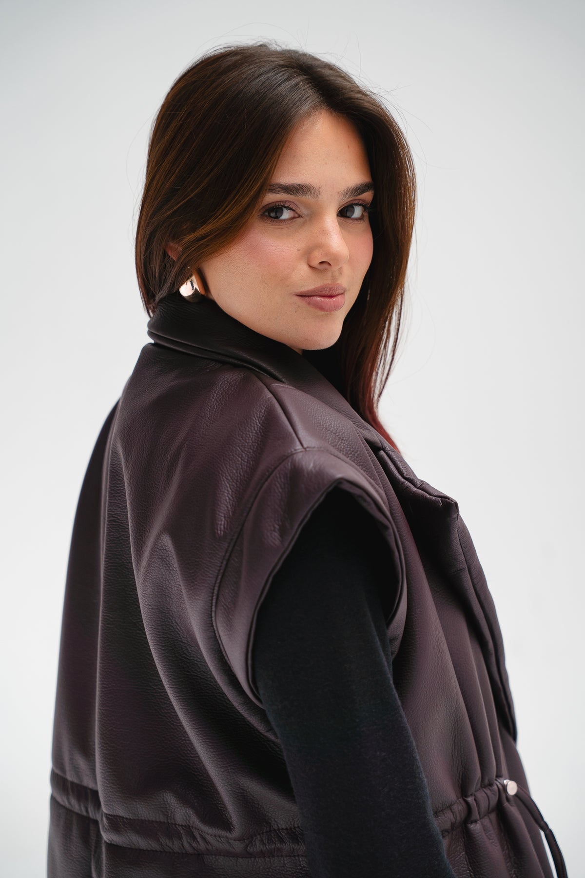 Downtown Leather Vest in Burgundy