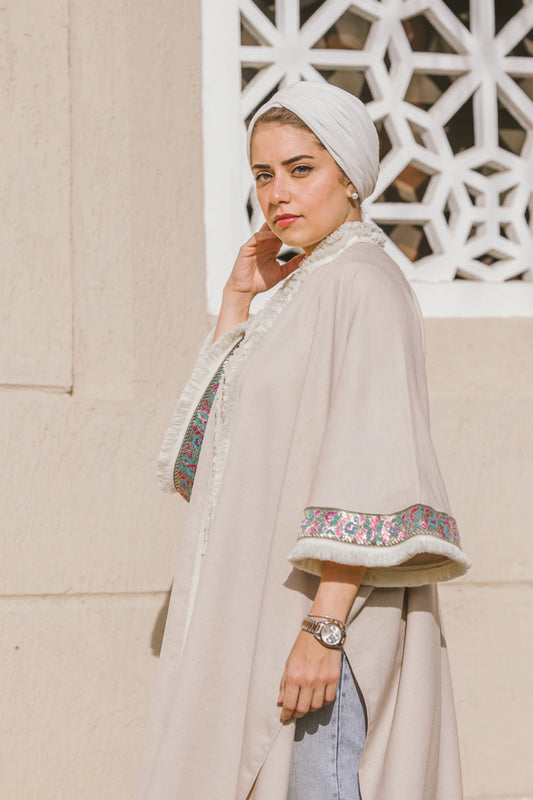 Mid Length Beige Kimono