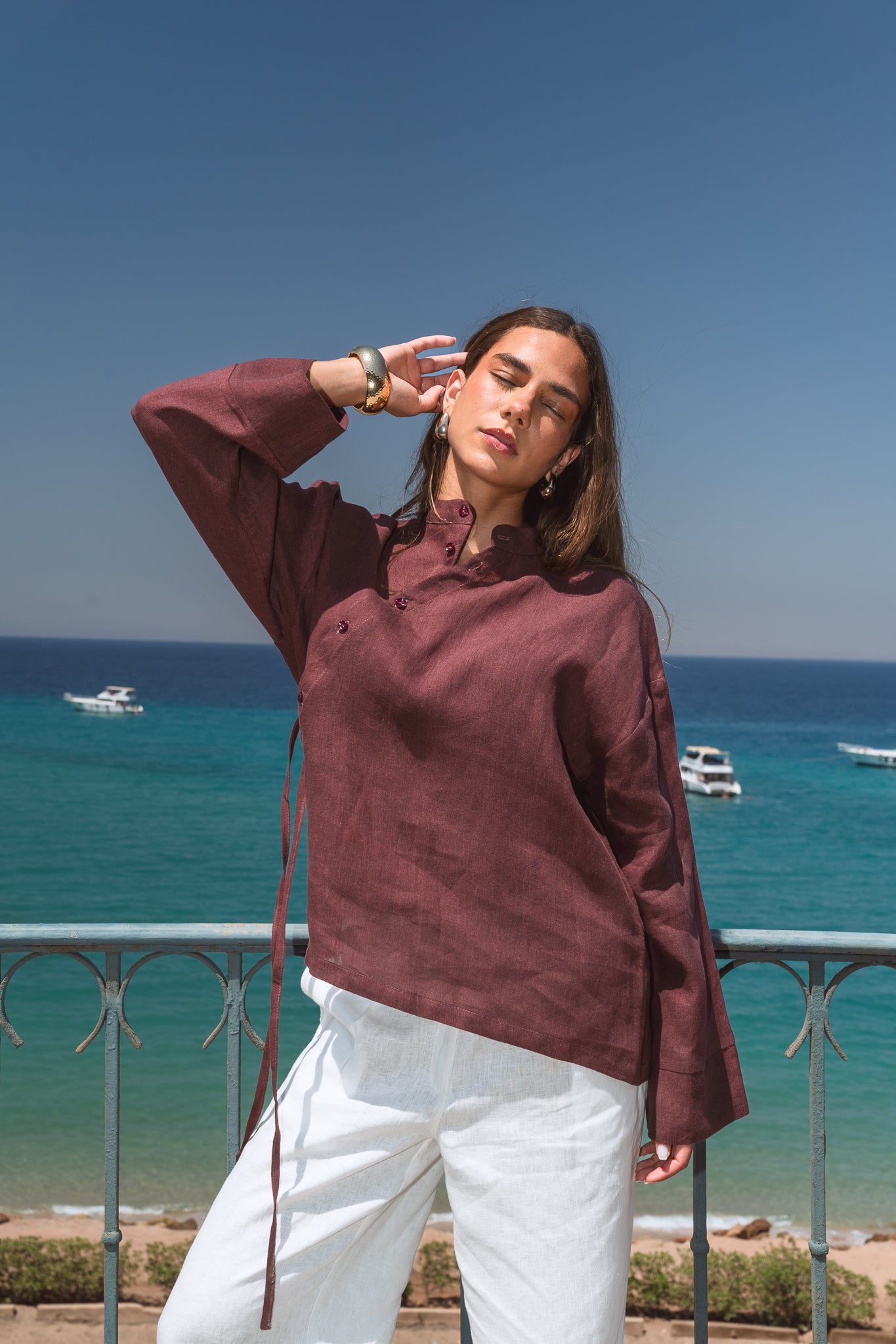 Honey Glow Shirt in Burgundy