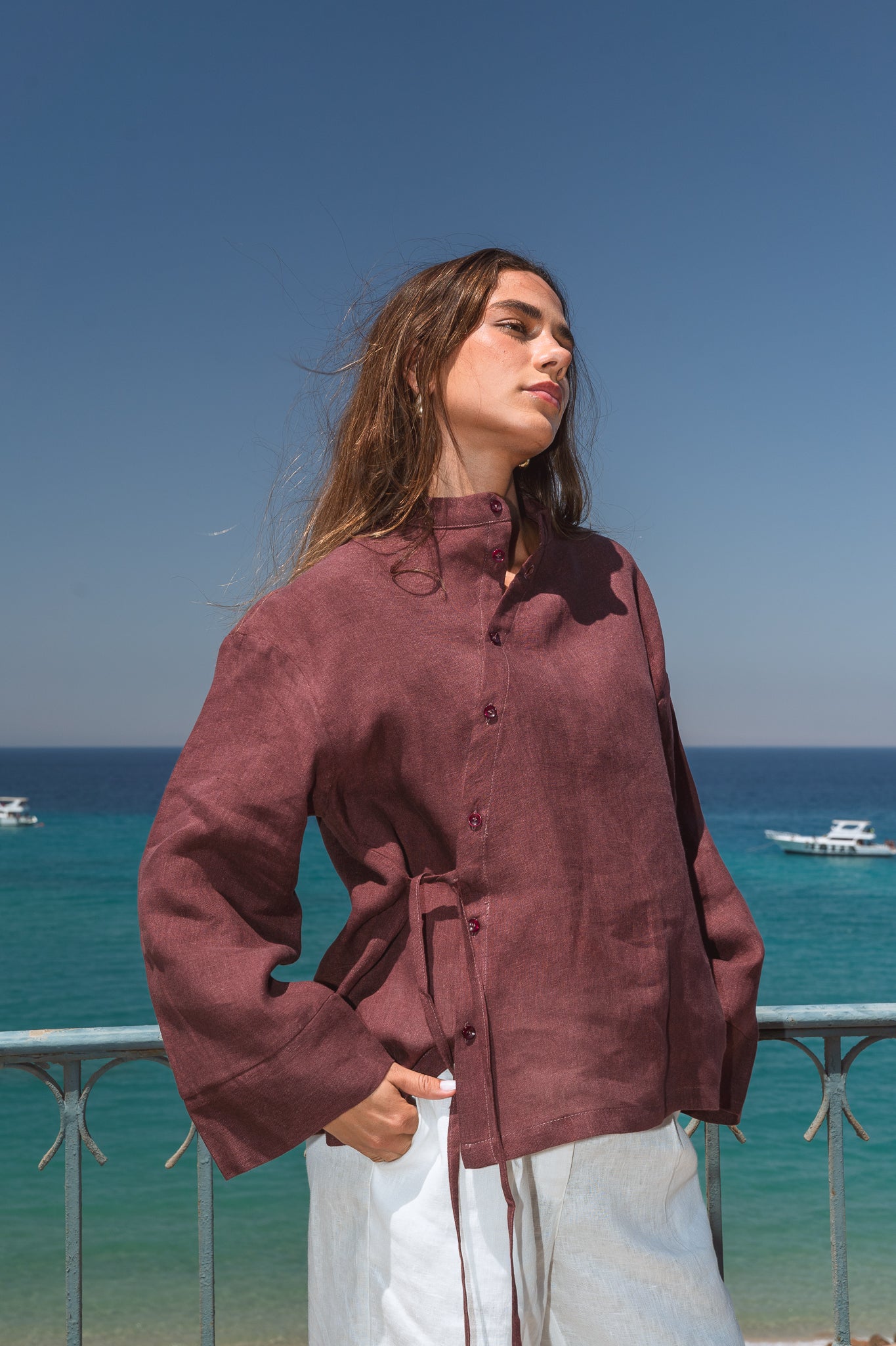 Honey Glow Shirt in Burgundy