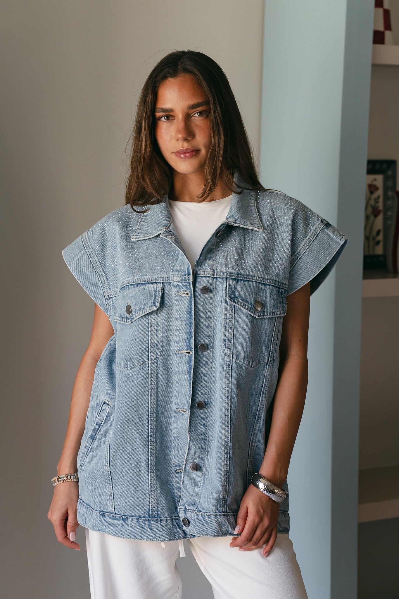 Studded Denim Vest