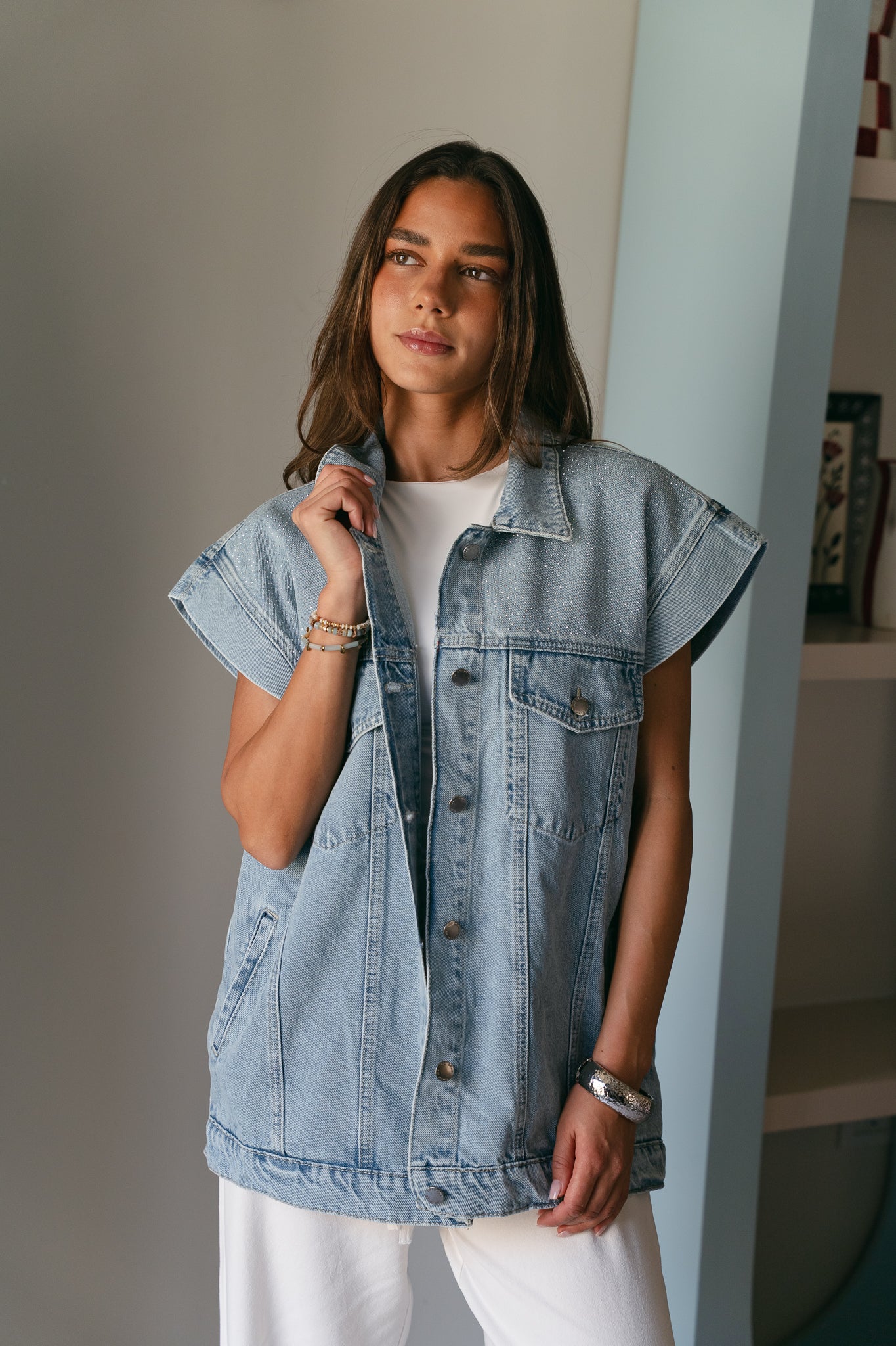 Studded Denim Vest